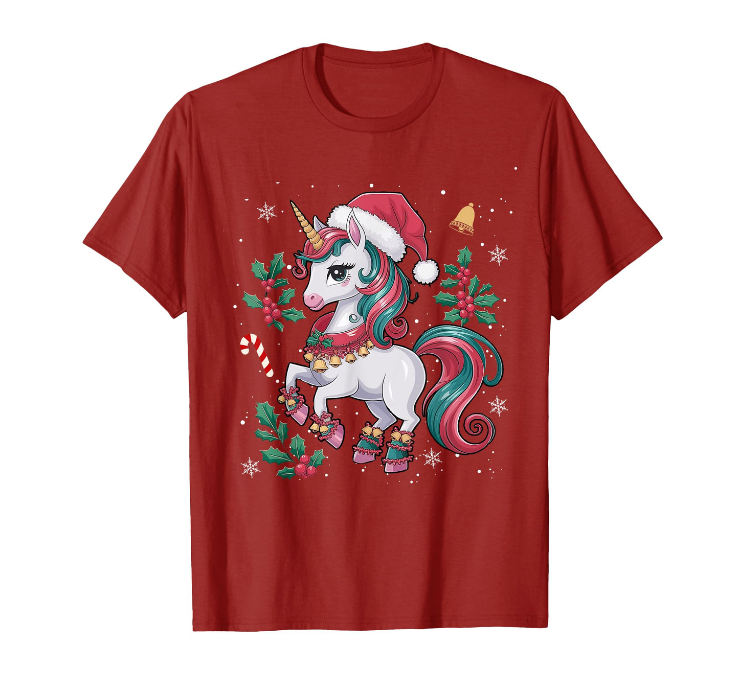 Cute Unicorn Christmas Girls Kids Toddler Xmas Santa Unicorn T-Shirt
