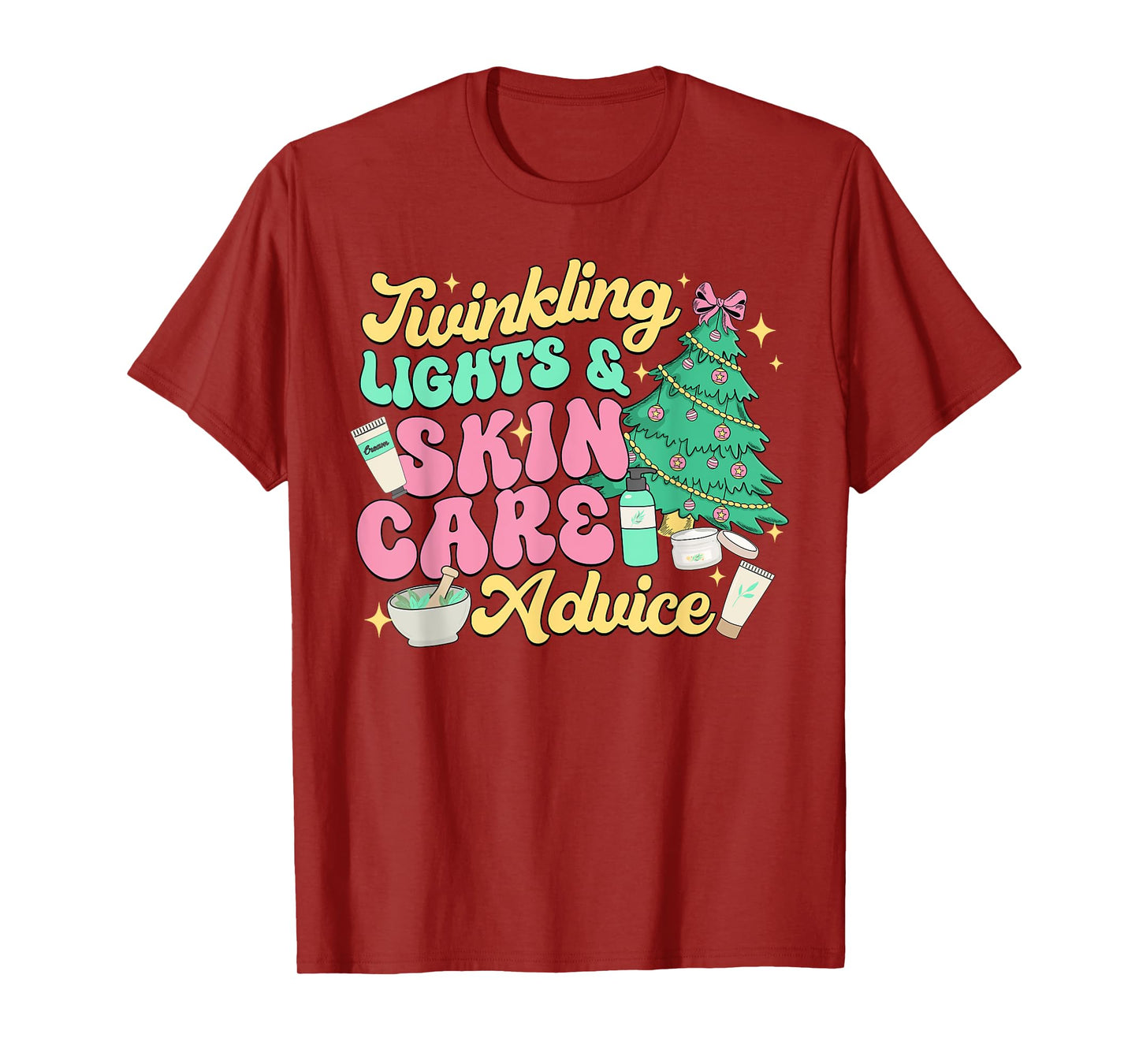 Twinkling Lights & Skin Care Advice, Dermatology Nurse Xmas T-Shirt