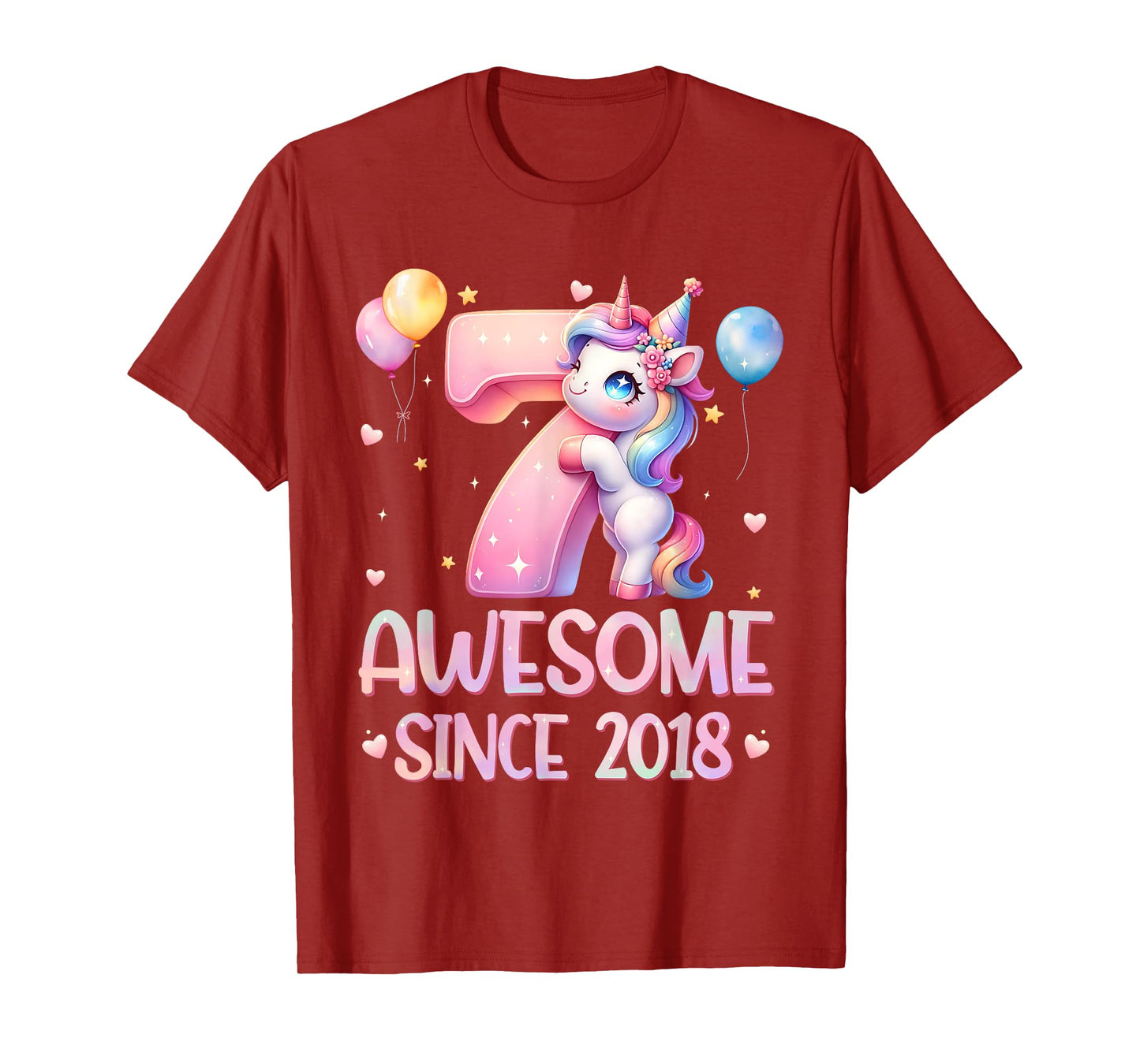 Unicorn 7th Birthday 7 Year Old Unicorn Party Girls Outfit T-Shirt