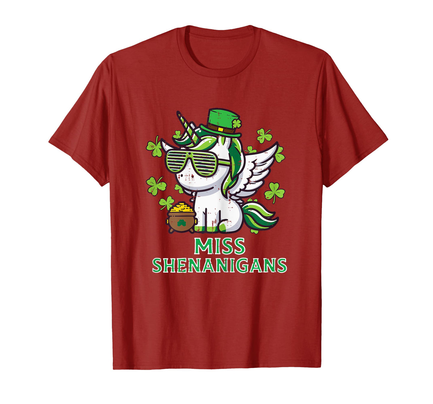 St Patricks Unicorn Miss Shenanigans Saint Pattys Girls Kids T-Shirt
