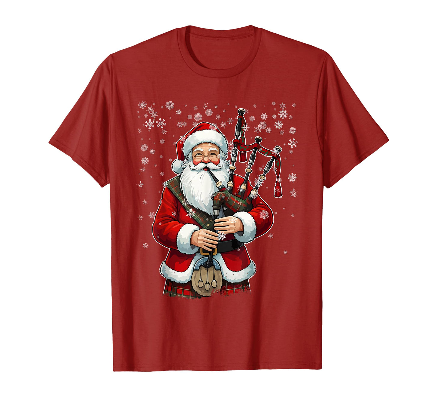 Santa Claus Playing Bagpipes - Funny Bagpiper Player Xmas T-Shirt