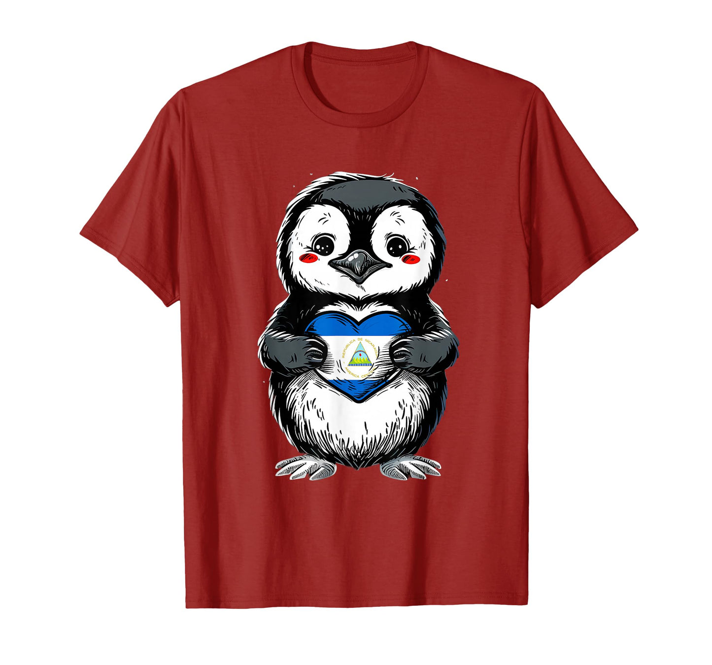 Nicaragua Flag Cute Penguin Heart Nicaraguan Pride T-Shirt