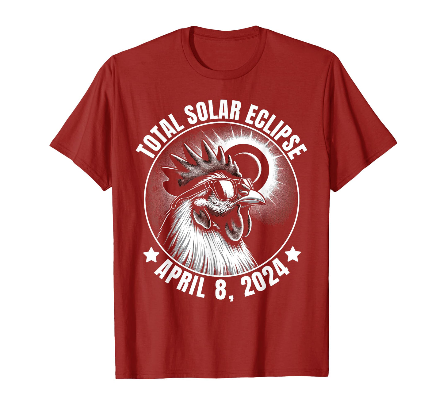 2024 Total Solar Eclipse Chicken Wearing Glasses Totality T-Shirt