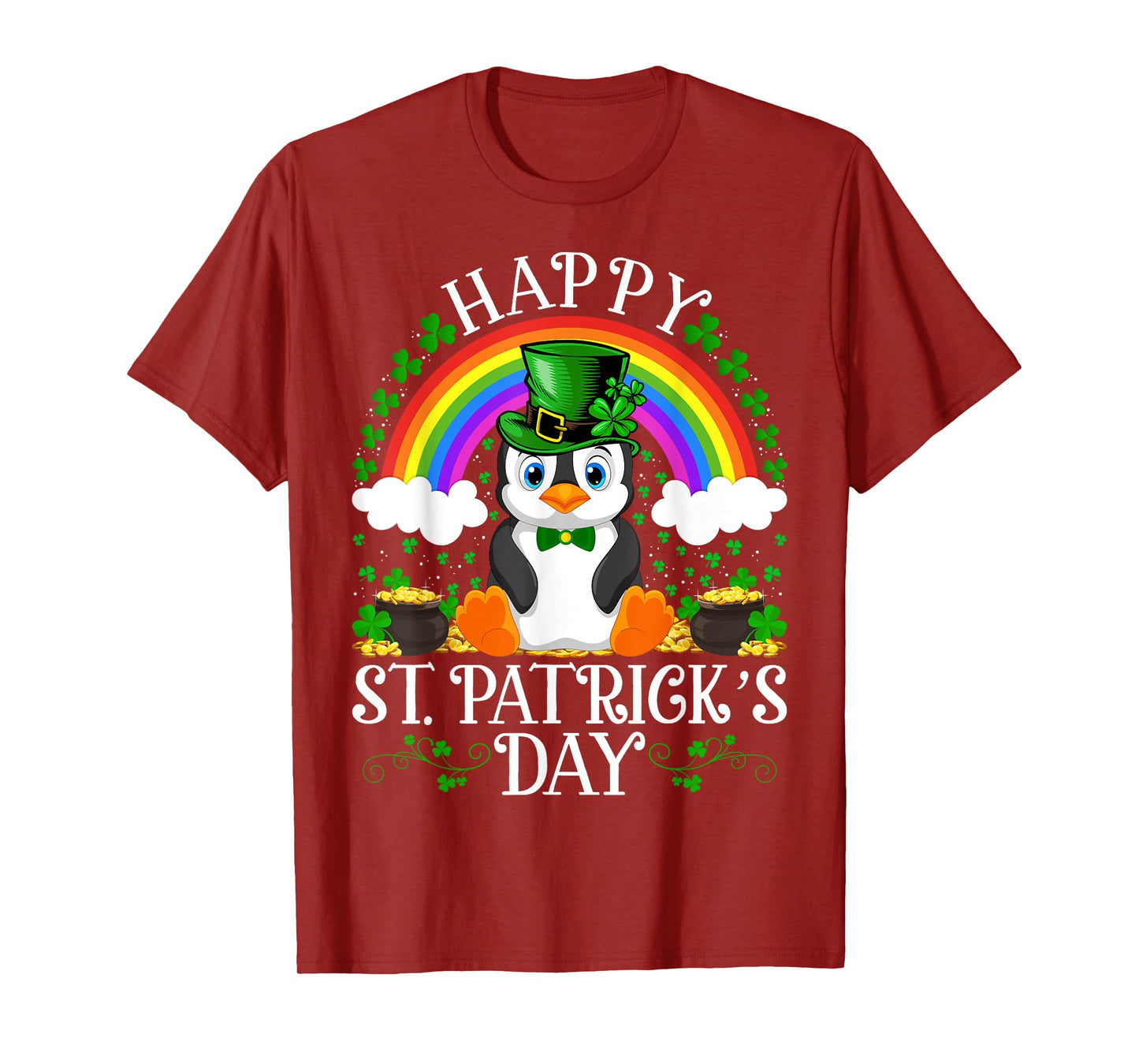 Penguin Bird Lover Rainbow Vintage Penguin St. Patrick's Day T-Shirt