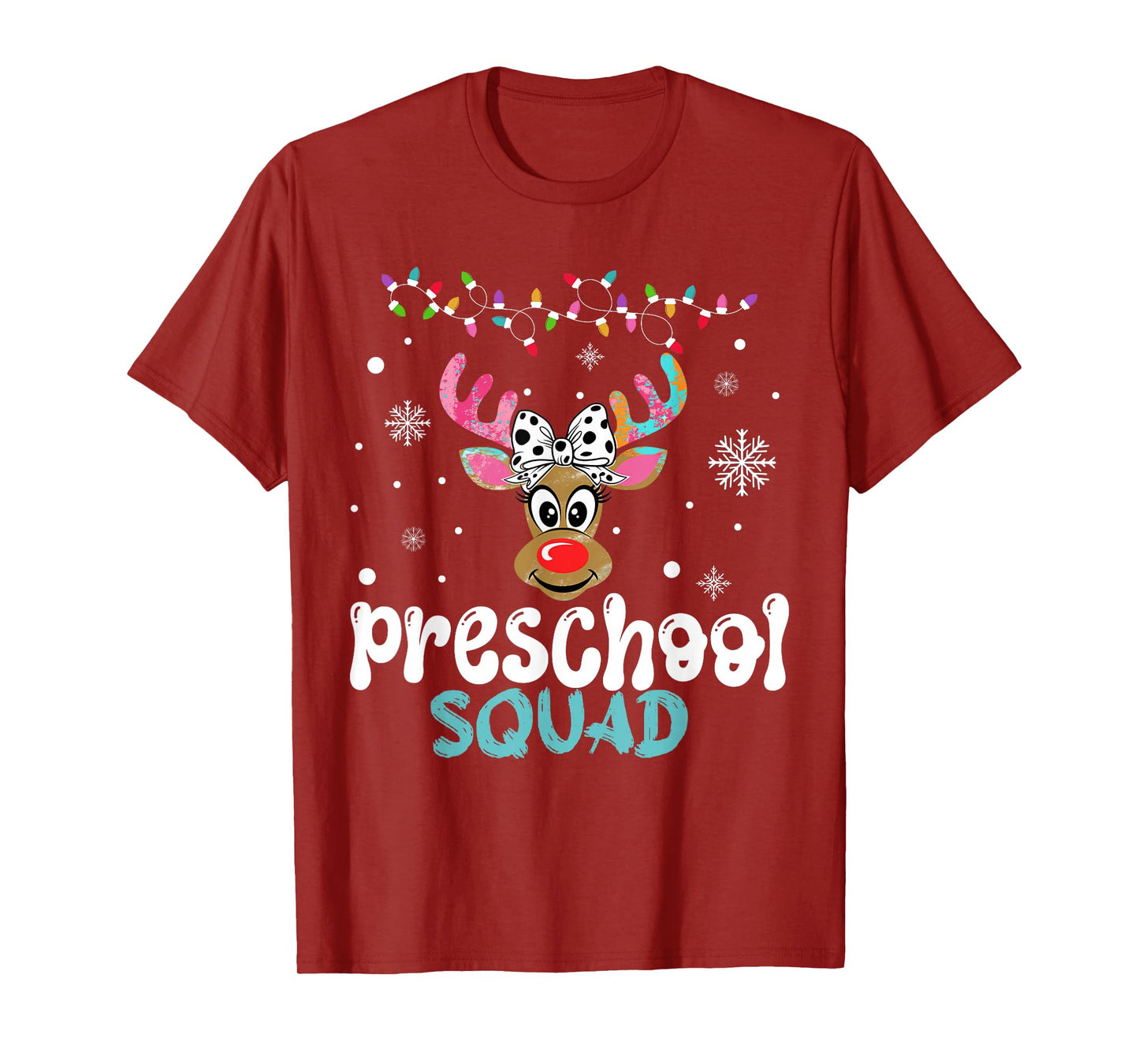 Preschool Teacher Christmas Preschool Squad Reindeer Xmas T-Shirt