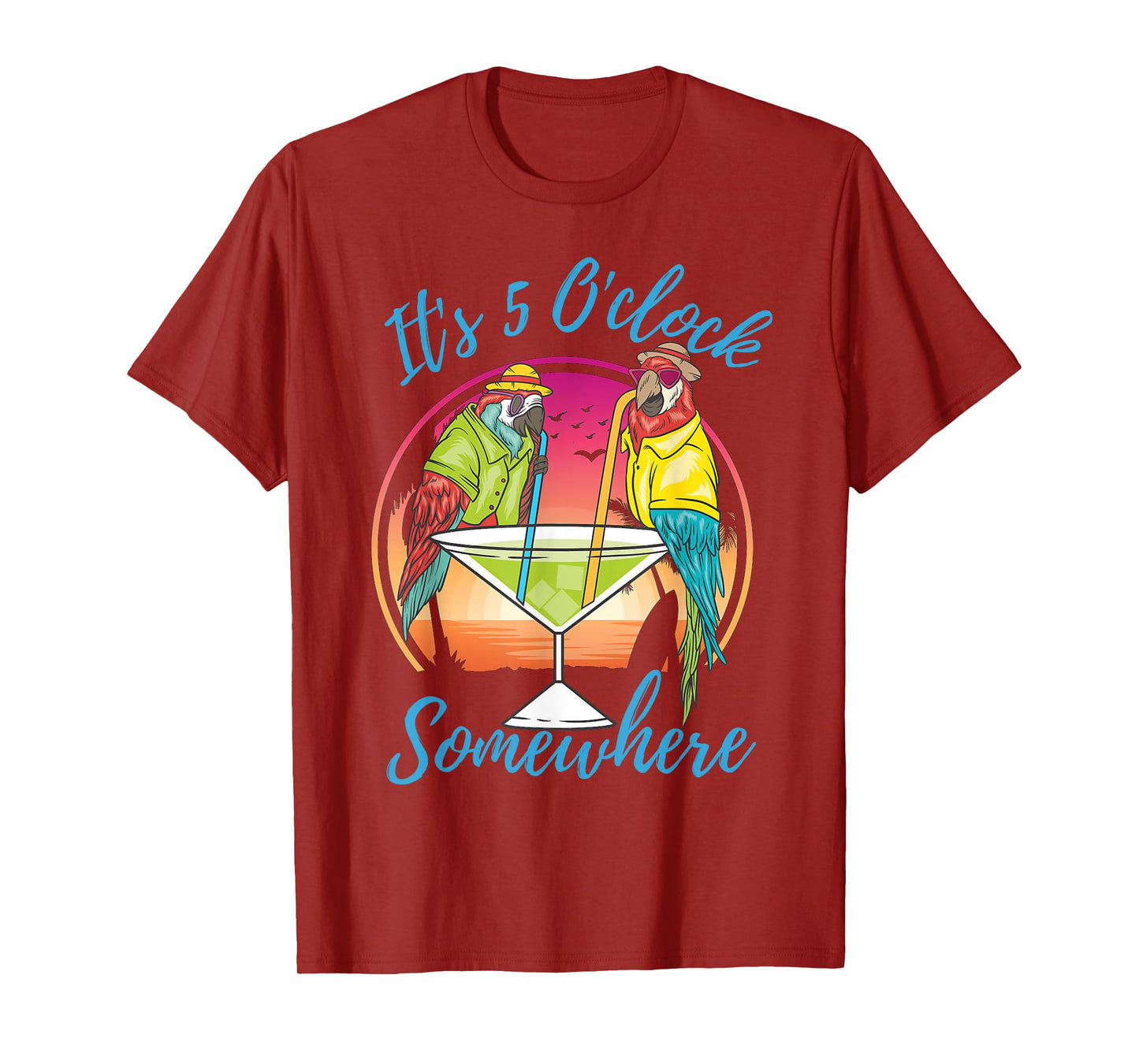 It Is 5 O'clock Somewhere Drinking Parrot T-Shirt
