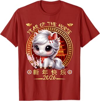 Year Of The Horse 2026 Lunar New Year Chinese New Year Boys T-Shirt
