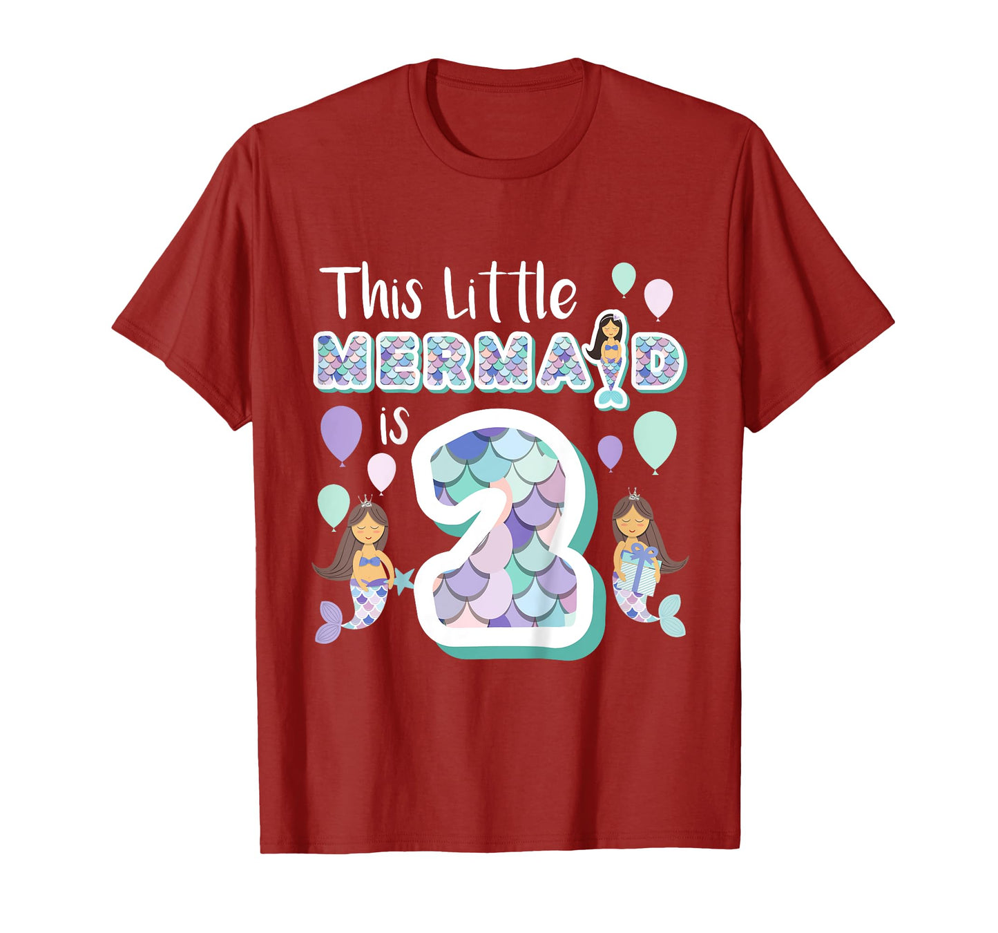 2 Year Old Mermaid Birthday Party Theme Girl 2nd Girls Gift T-Shirt