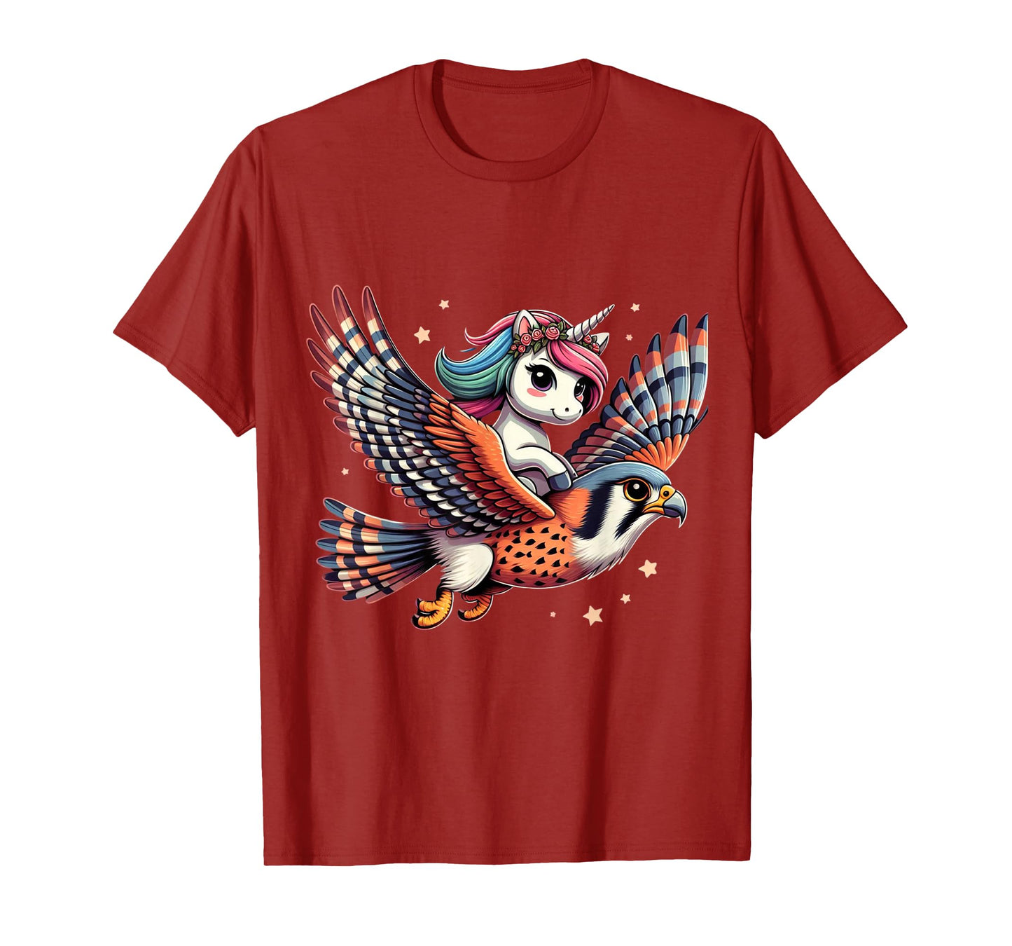 Unicorn Riding American kestrel Boys Girls Men Women Bird T-Shirt