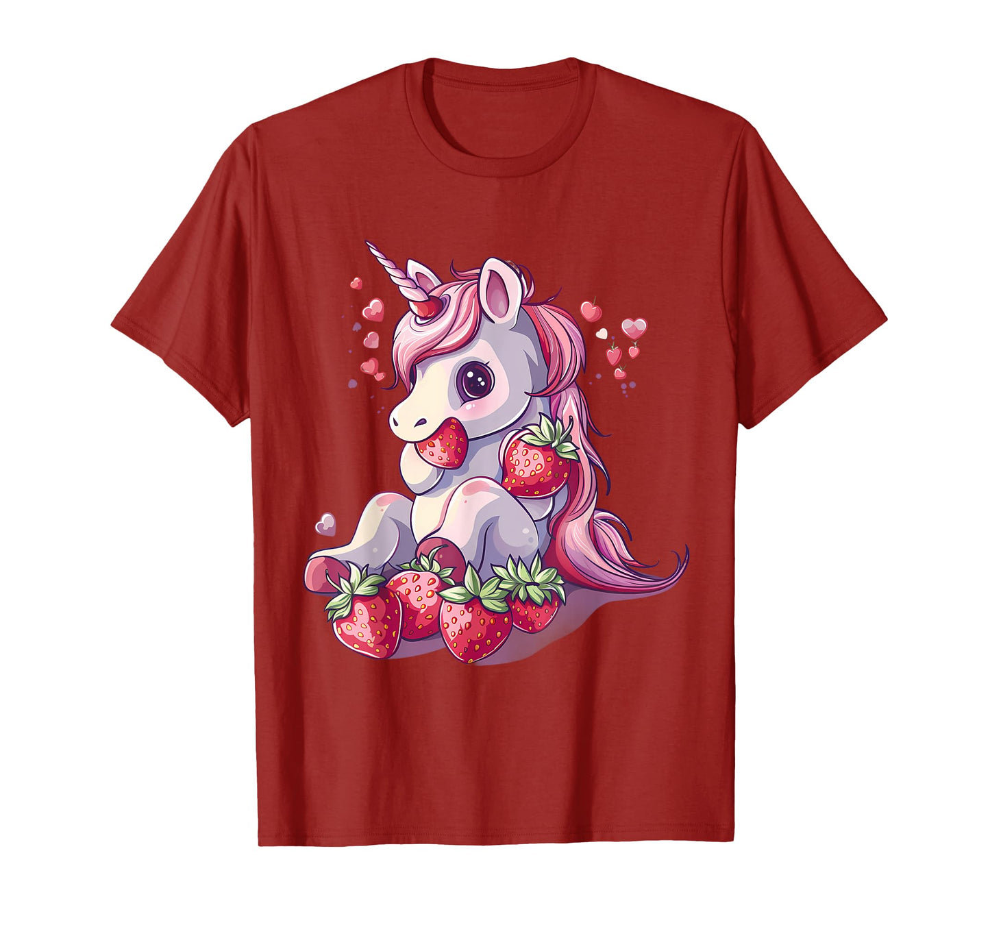 Strawberry Unicorn Cute Strawberries Drawing Motif T-Shirt
