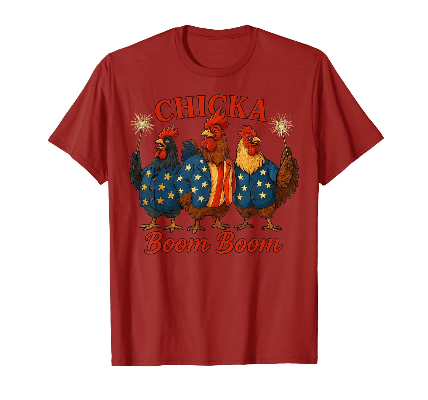 Chicka Boom Boom Funny Patriotic Chicken USA T-Shirt