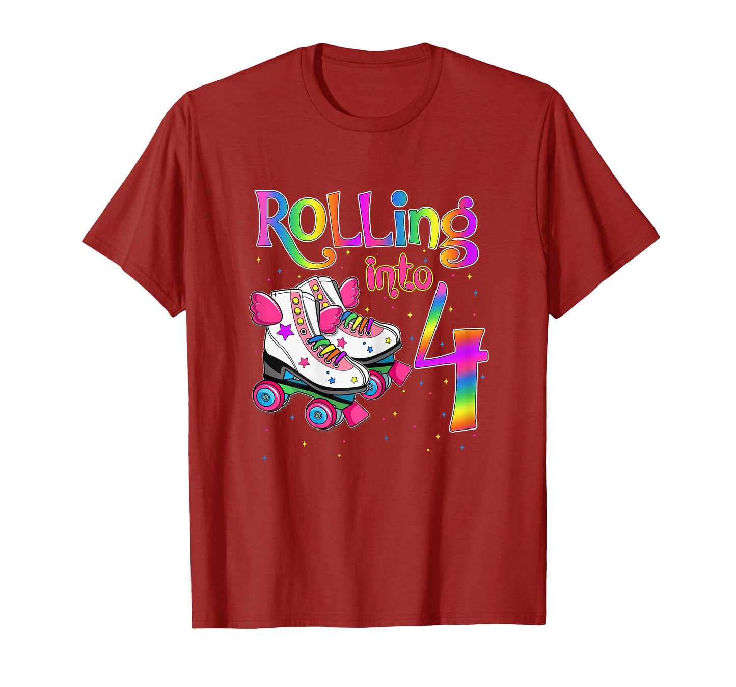 Rolling Into 4 years Let's Roll I'm Turning 4 Roller Skate T-Shirt
