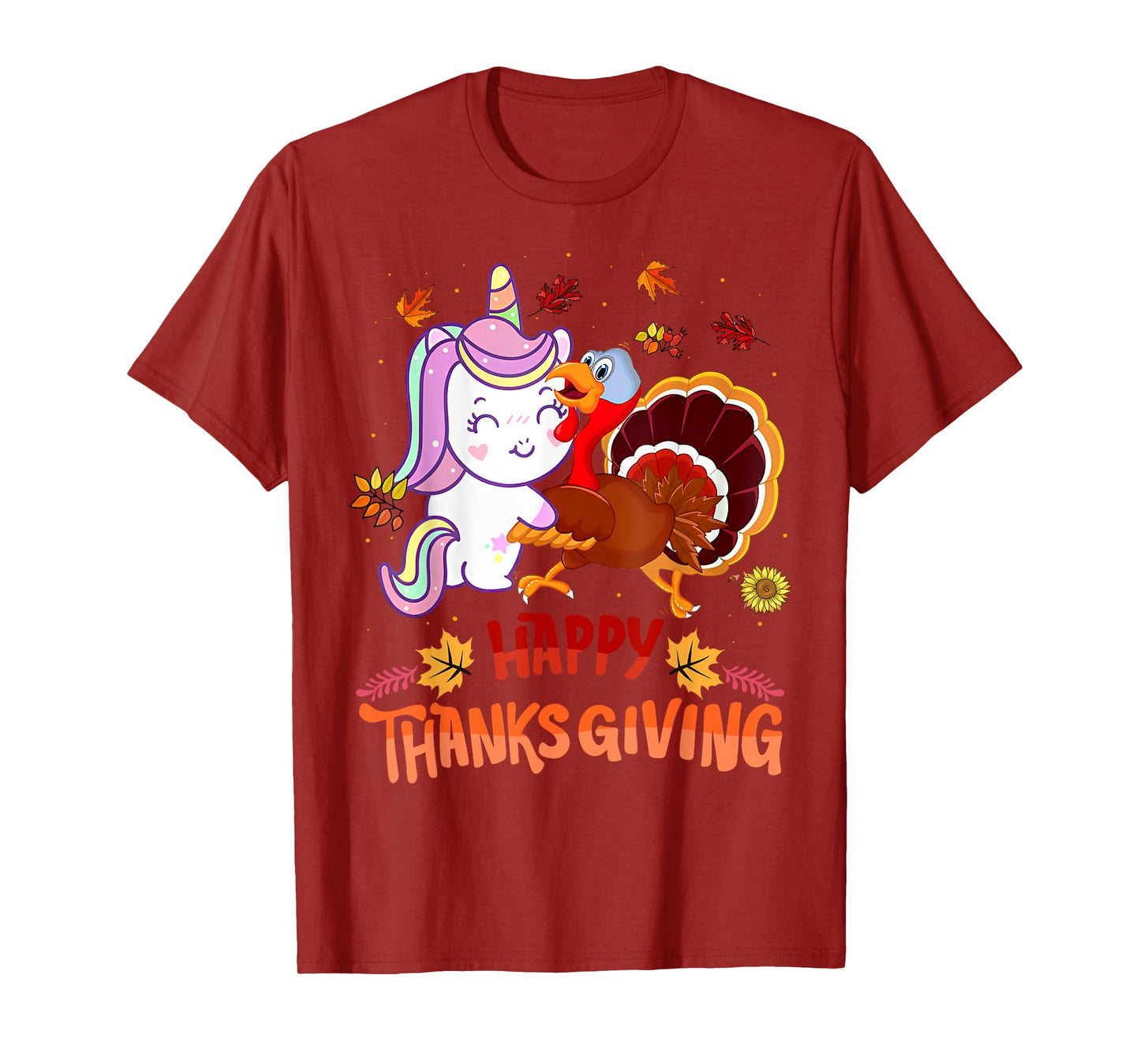 Unicorn Thanksgiving Shirt Girls Kids Toddler Turkey Unicorn T-Shirt