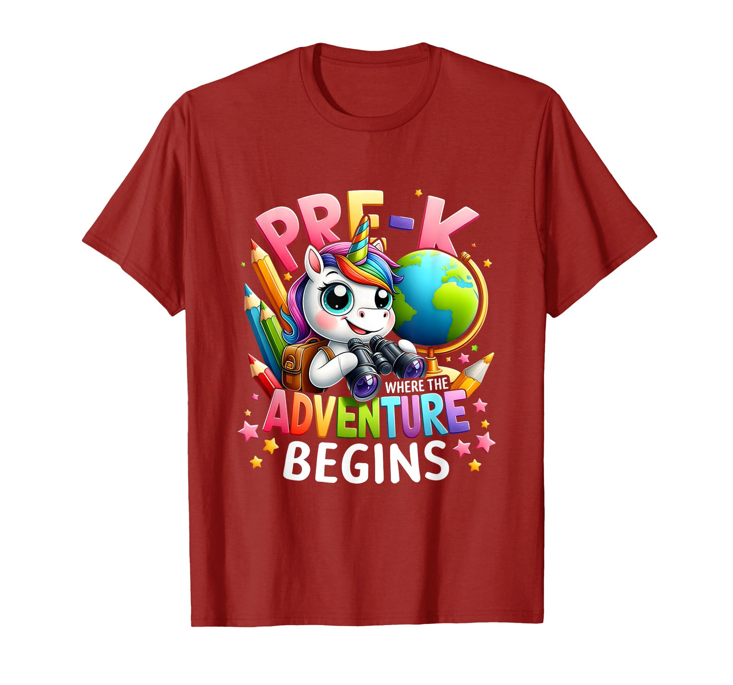 Cute Unicorn School Teacher Pre-K Where The Adventure Begins T-Shirt for Men Women Kids
