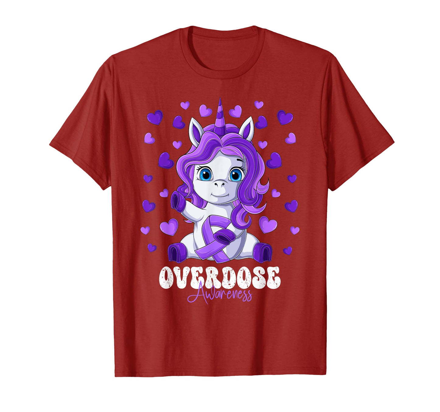 Overdose Awareness Month Purple Ribbon Unicorn T-Shirt