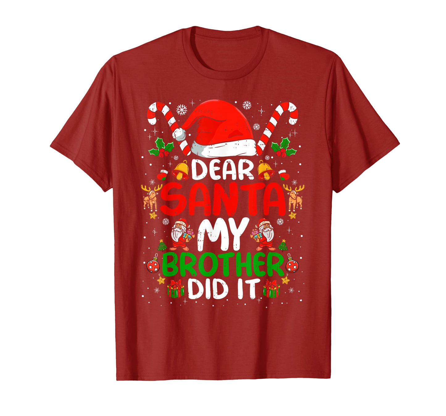 Dear Santa My Brother Did It Funny Christmas Boys Girls Kids T-Shirt