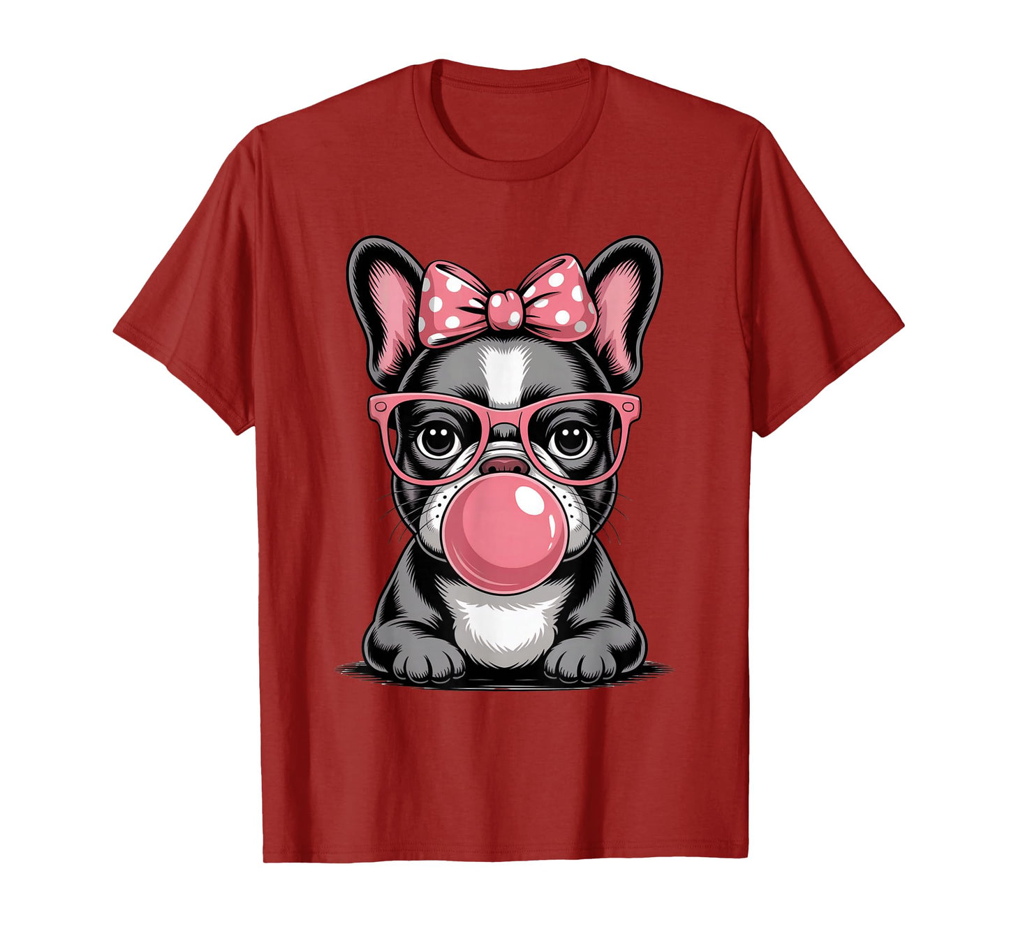 Cute French Bulldog Bubble Gum For Women Vintage Frenchie T-Shirt