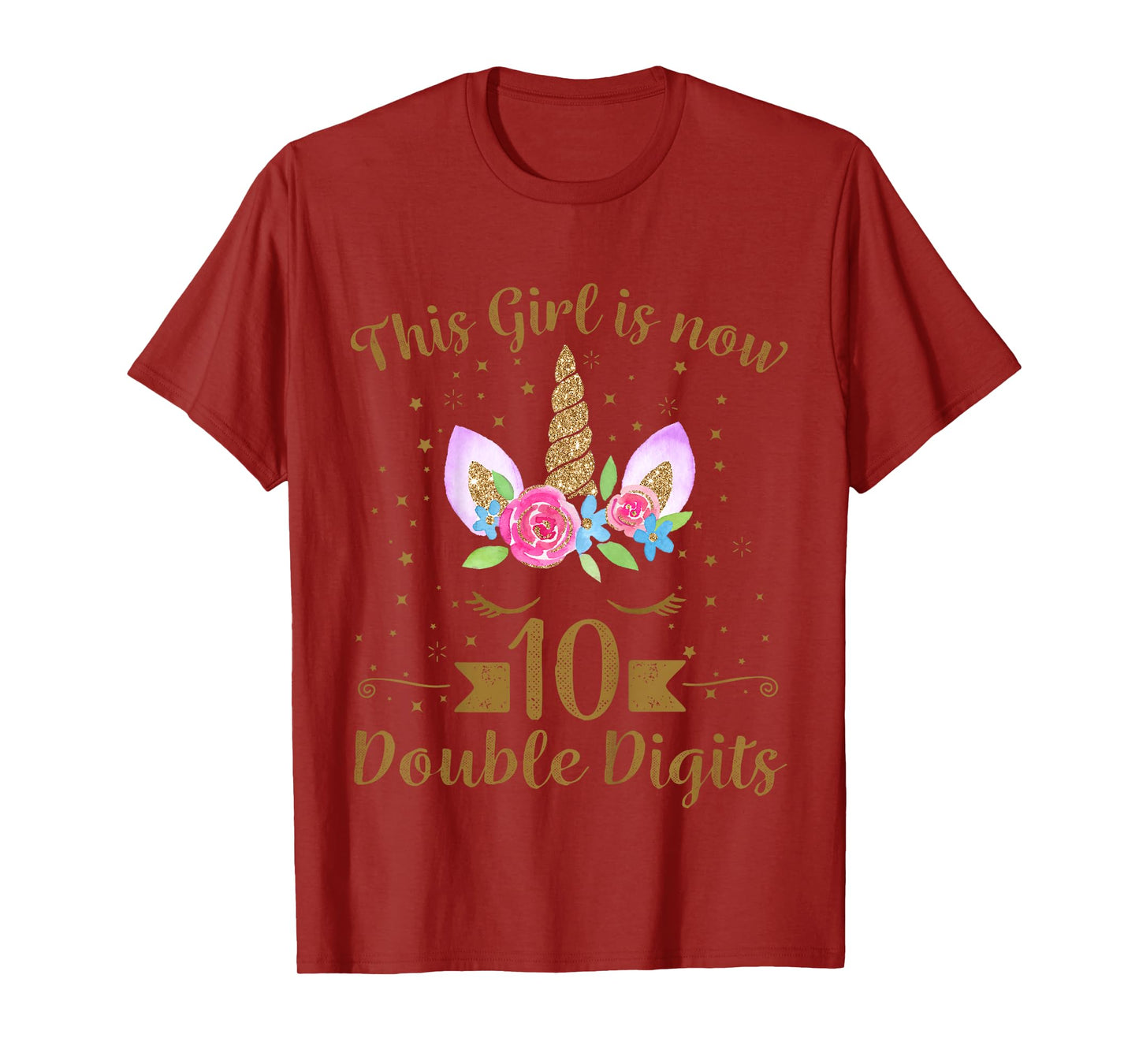 Kids This Girl Is Now 10 Double Digits 10th Birthday Unicorn T-Shirt