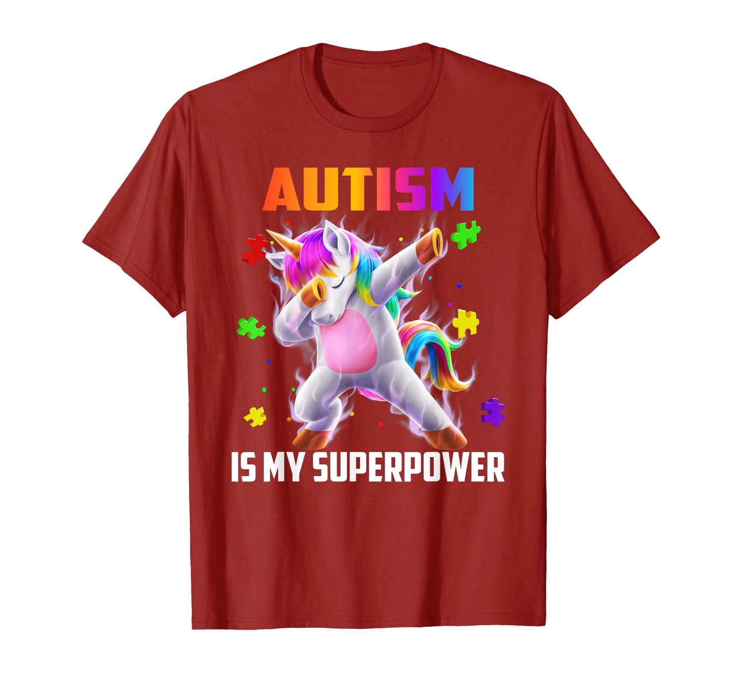 Autism Is My Superpower Dabbing Unicorn Gift Kids Boys Girls T-Shirt