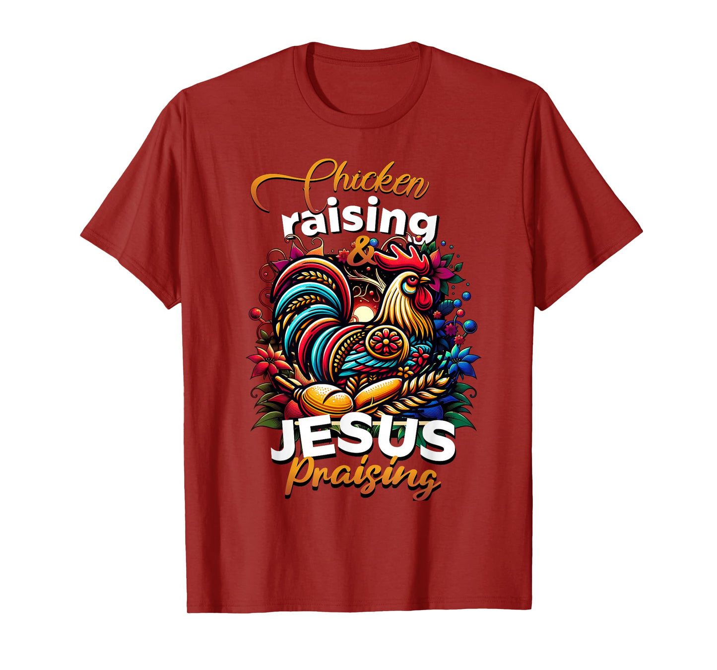Cute Chicken Raising Jesus Praising Women's Faith Graphic T-Shirt