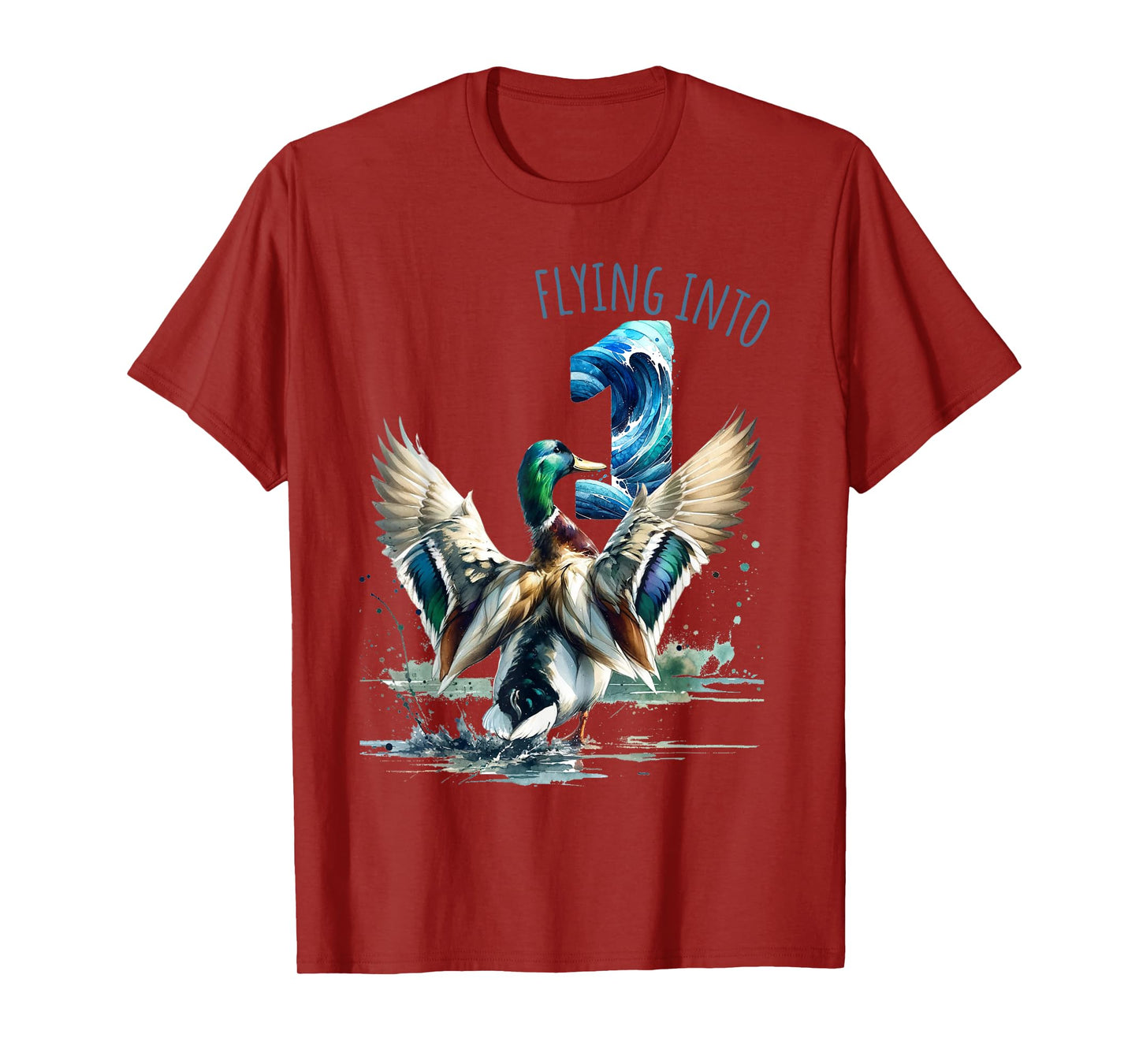Flying into 1 Duck Hunting 1st Birthday Party 1 Year Old T-Shirt
