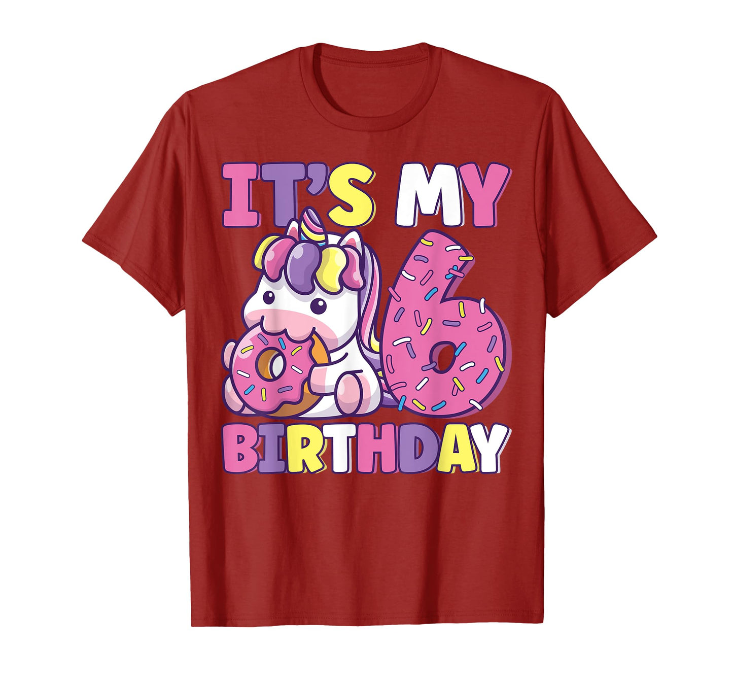 It's My 6th Birthday Party Cute Girls Donut Birthday Unicorn T-Shirt