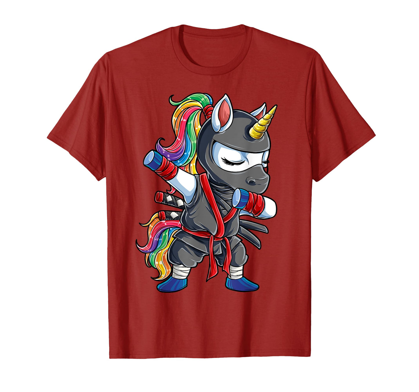 Dabbing Ninja Unicorn T shirt Girls Rainbow Martial Arts Tee T-Shirt