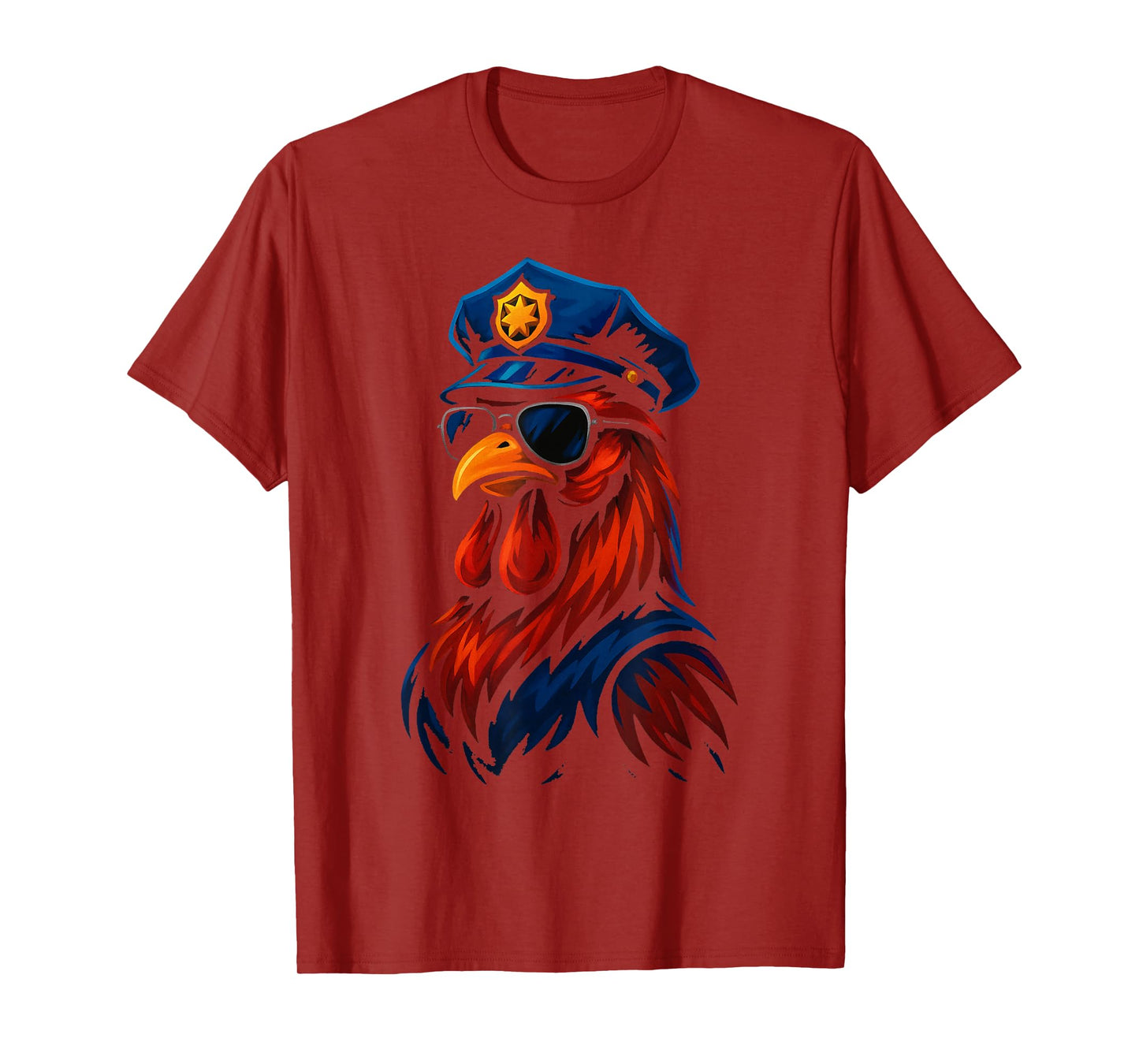 Funny Chicken Police Officer Cartoon Cop Costume Rooster T-Shirt