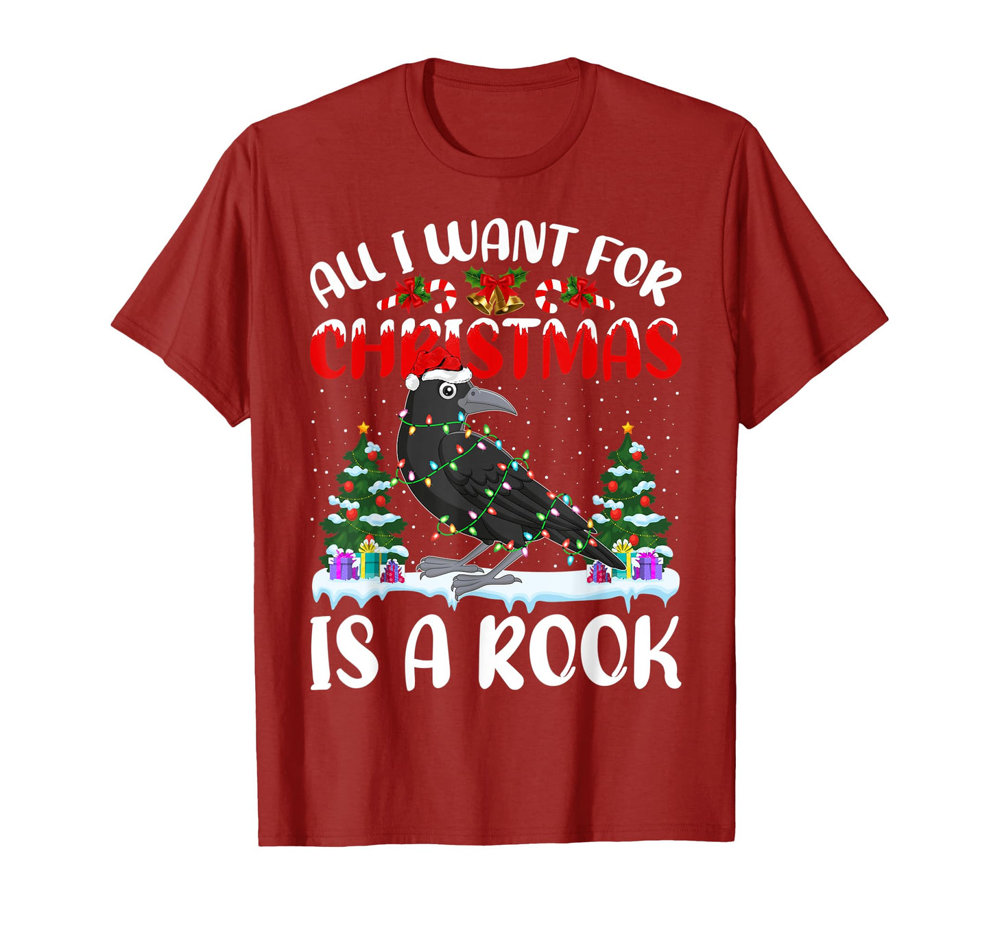Funny Santa Hat All I Want For Christmas Is A Rook Bird T-Shirt