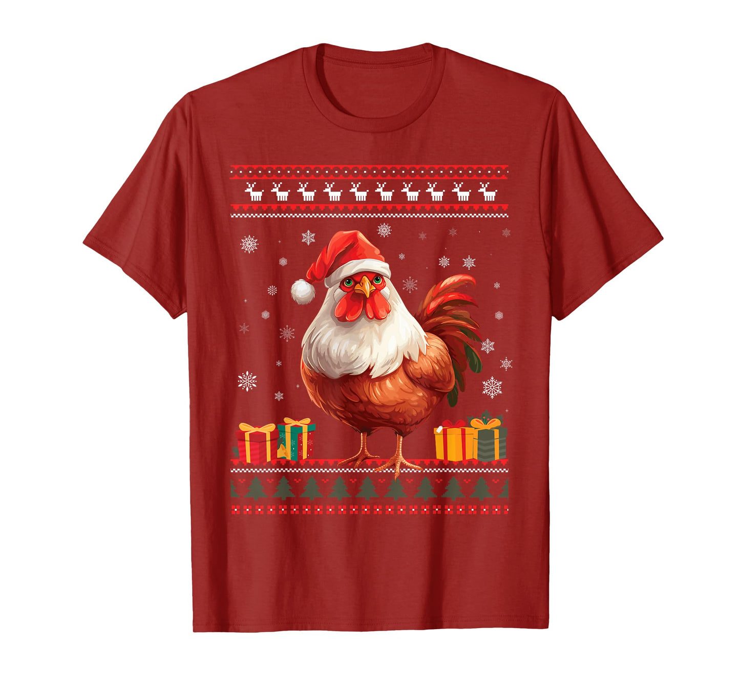 Christmas Chicken Santa Hat Men Women Ugly Christmas Sweater T-Shirt