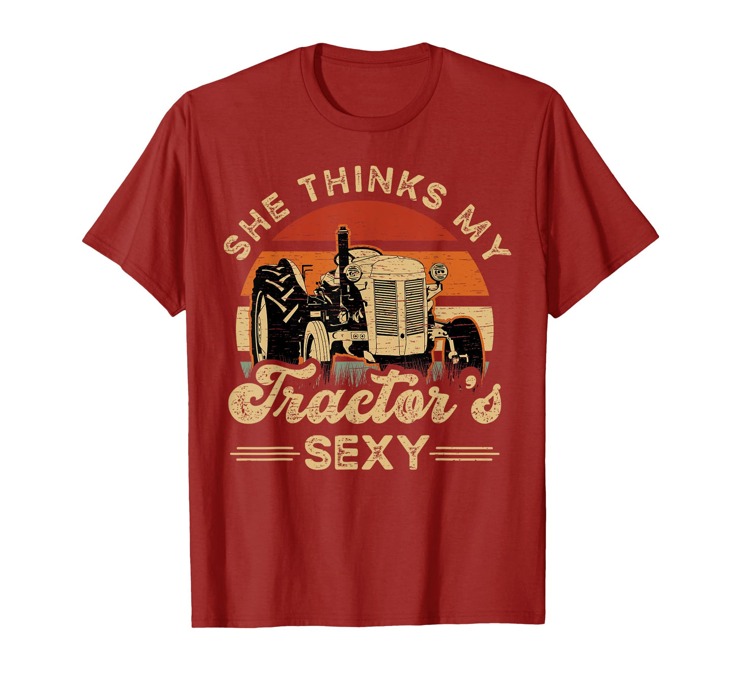 She Think My Tractor's Sexy Farmer T-Shirt - Black, Small - Women's Casual Modern T-Shirt - Short Sleeve - Crew Neck - Polyester 100% - Funny Farmer Motive, Animal Pattern
