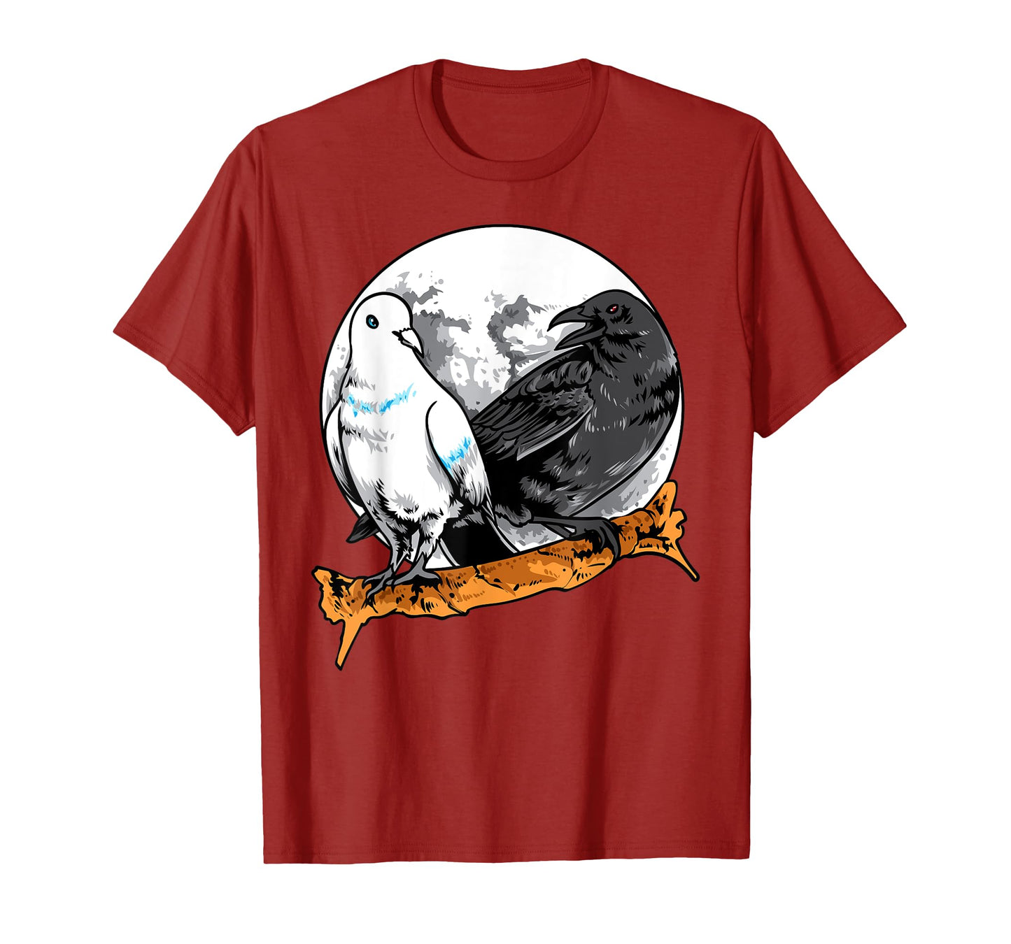 Dove and Crow Ying Yang Raven Birds Spirit Animals Moon T-Shirt