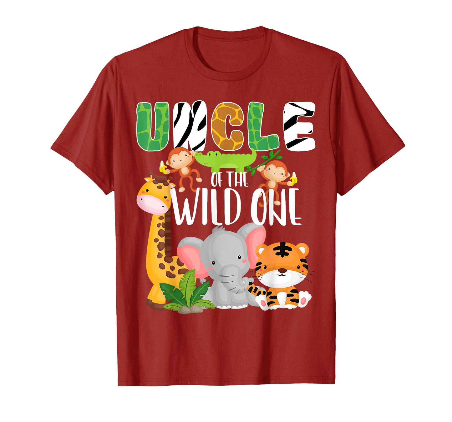 Uncle of the Wild One Zoo Theme Birthday Safari Animals T-Shirt