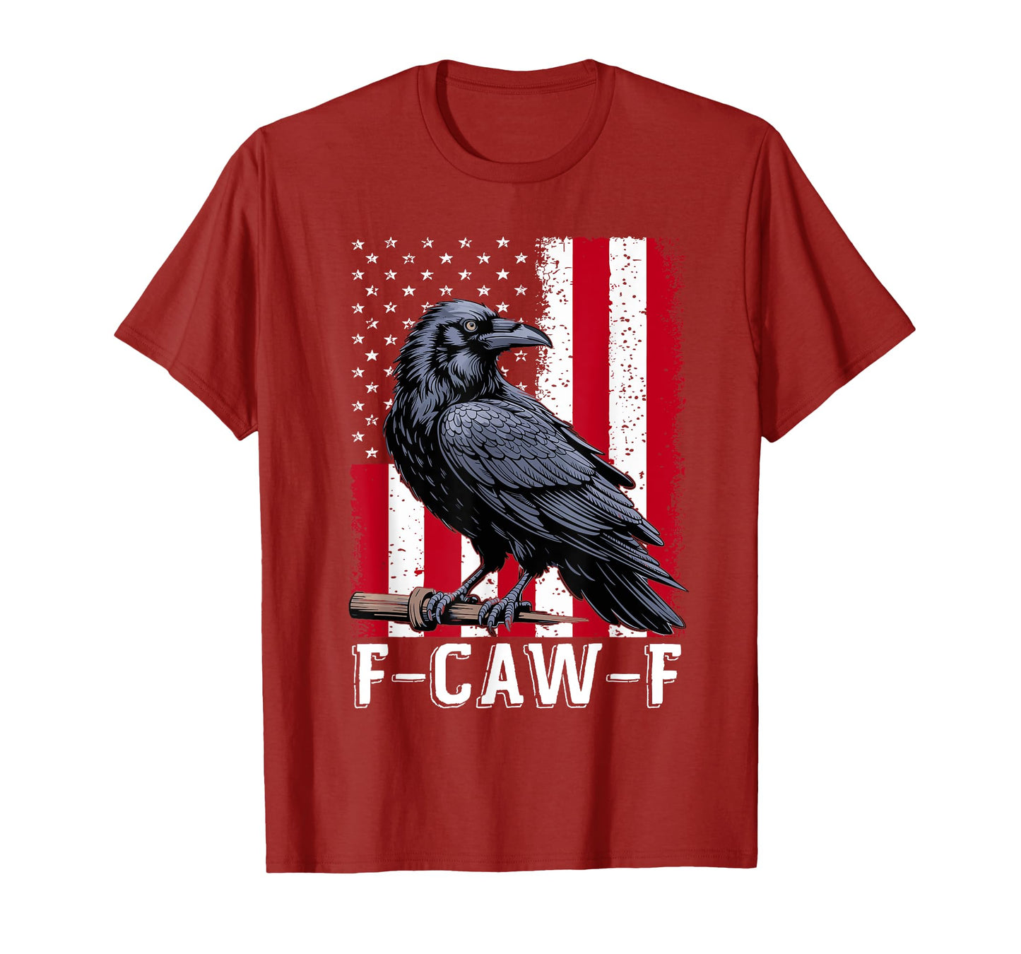 F-Caw-F Black Crow Black Bird Retro USA Flag Vintage F-Caw-F T-Shirt