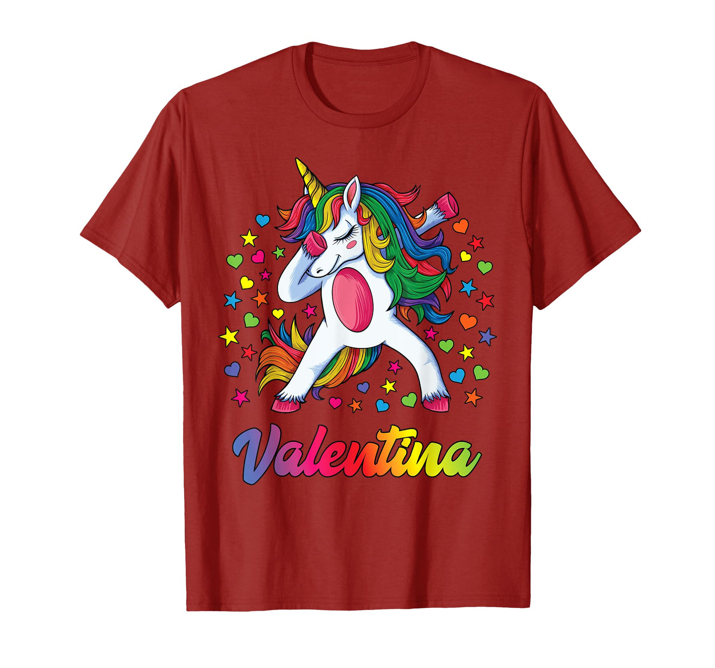 Valentina Dabbing Unicorn Rainbow Personalized Name Custom T-Shirt