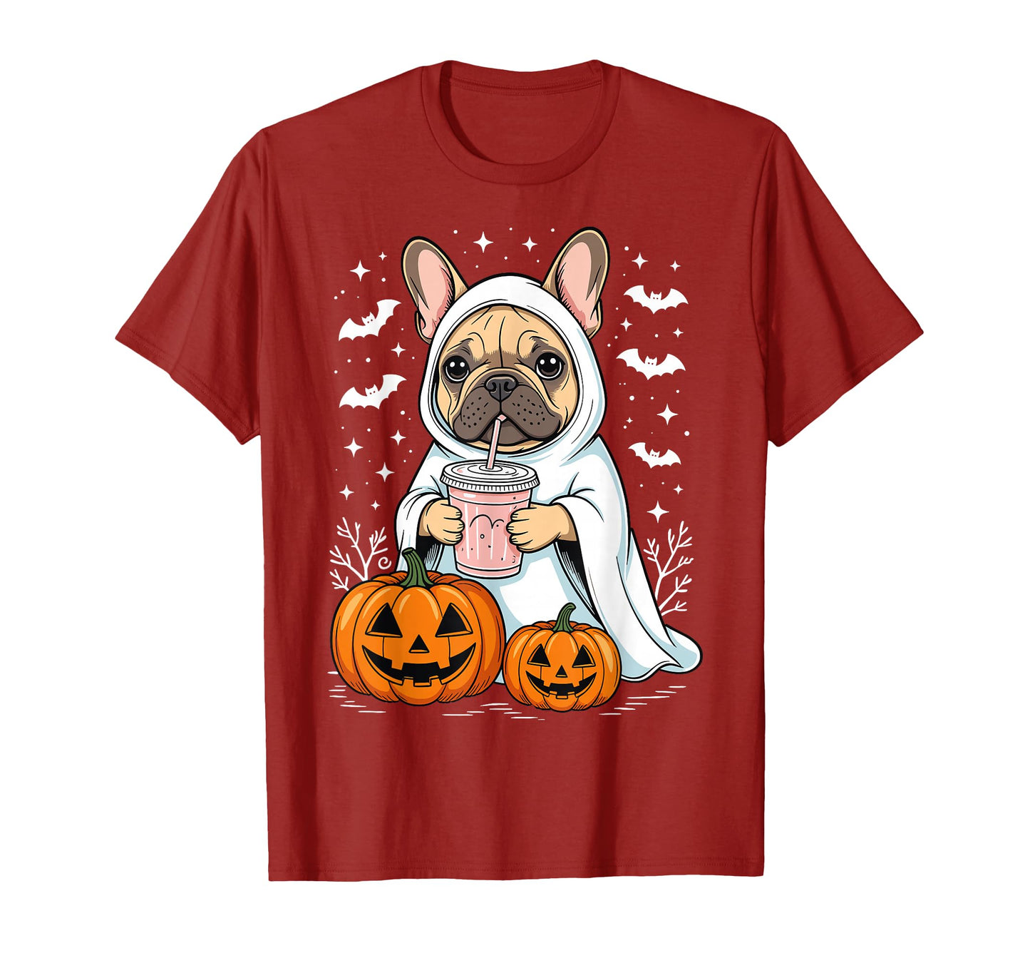 Cute Bulldog Ghost Halloween Pumpkin French Bulldog T-Shirt