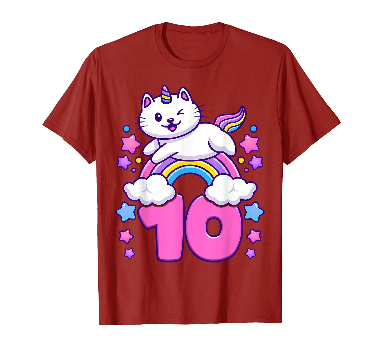 Birthday girl 10 years old, cat, unicorn, 10th birthday T-Shirt