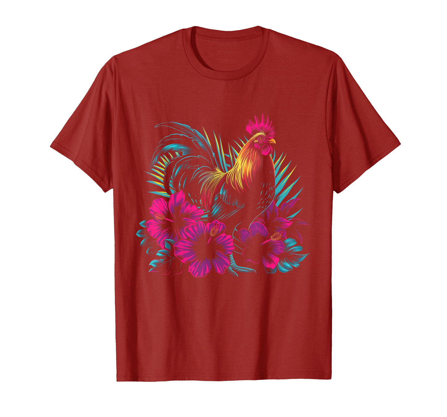 Chicken Hawaiian Flowers Rooster Kauai Hawaii Vintage T-Shirt