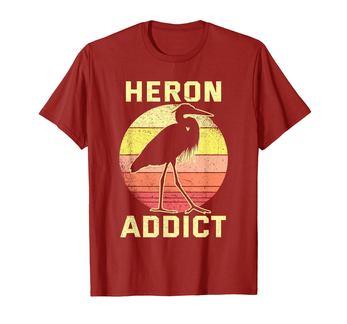 Retro Birding Heron Addict Blue Heron T-Shirt