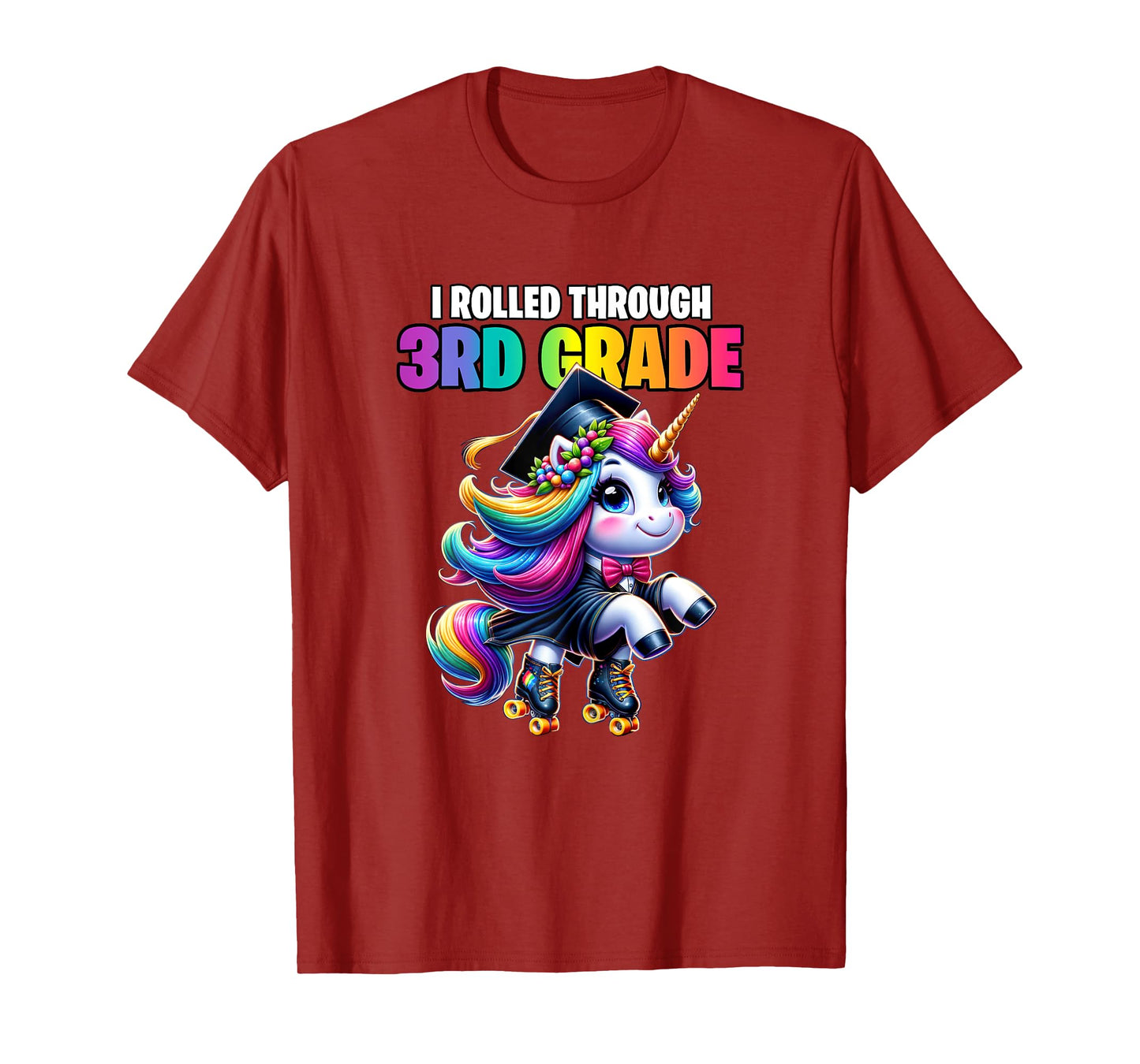 Graduation 3rd Grade Unicorn Roller Skate Girls Grad T-Shirt