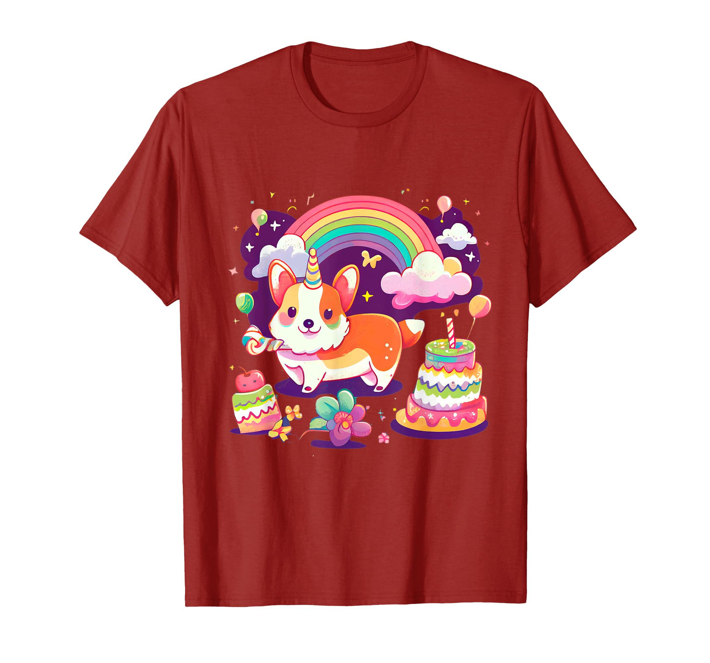 Corgi Unicorn Rainbow Cake T-Shirt