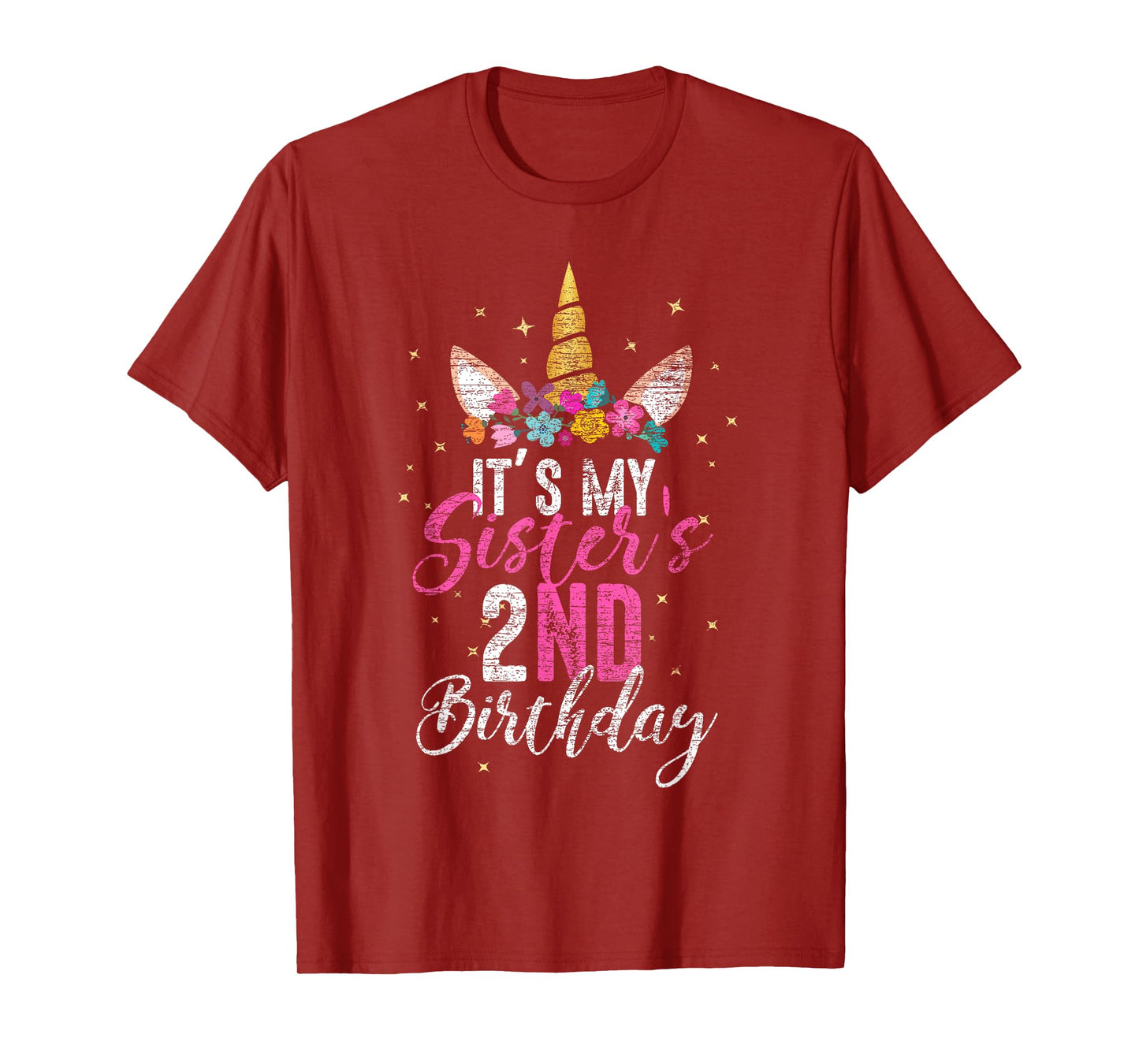 Its My Sisters 2nd Birthay Gift Girl Unicorn Birthday T-Shirt