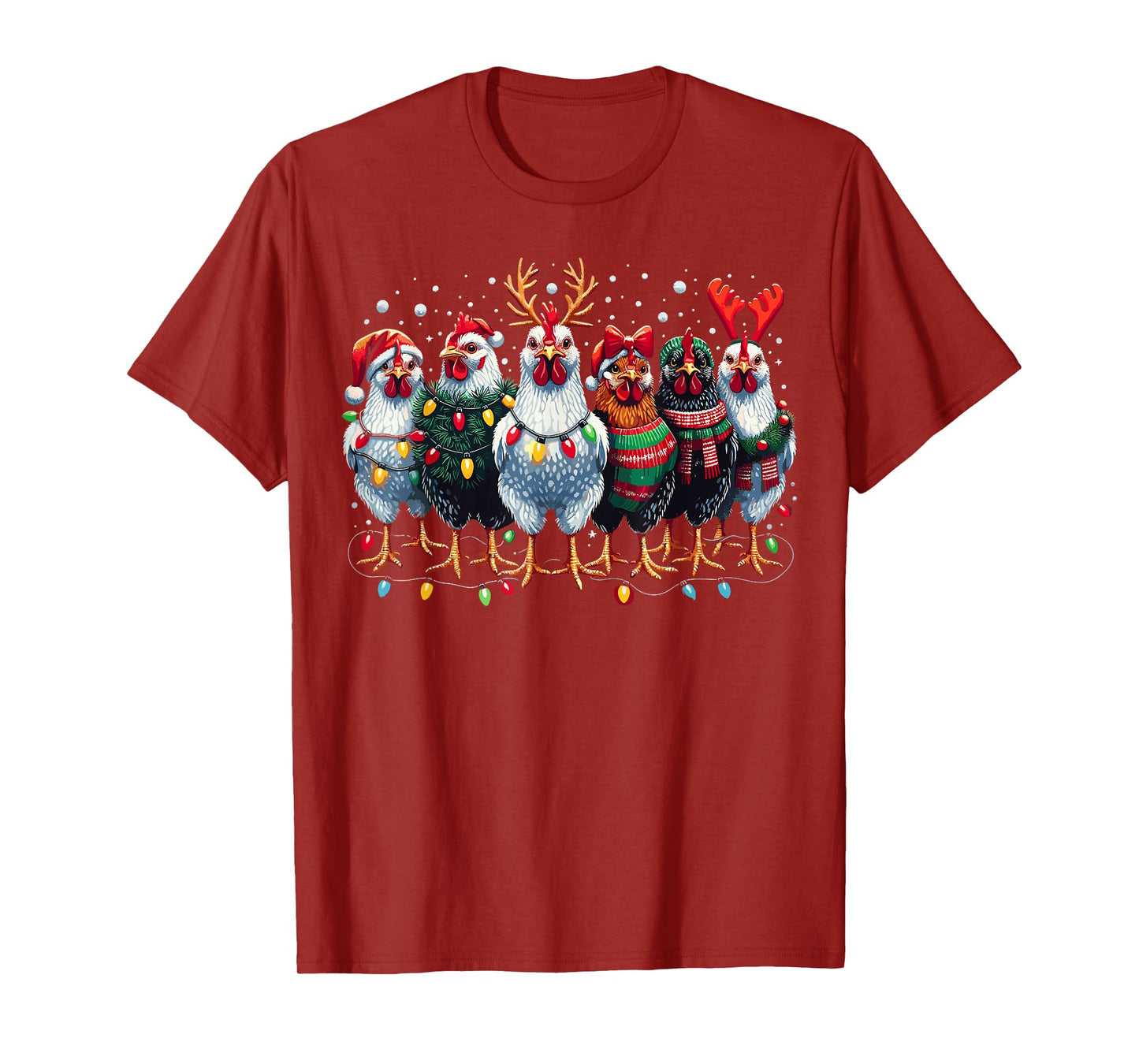 Chicken Christmas Lights Farm Xmas T-Shirt
