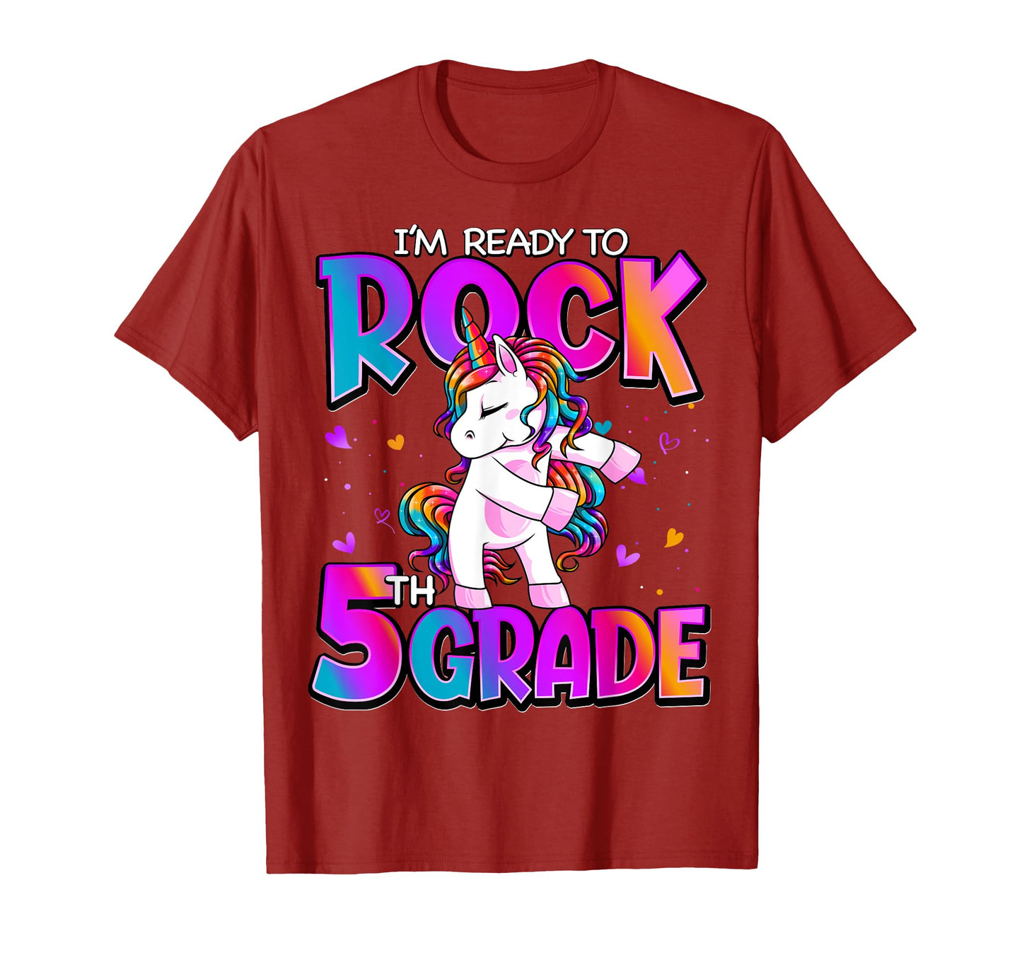 I'm Ready To Rock 5th Grade Unicorn Back To School Girls T-Shirt
