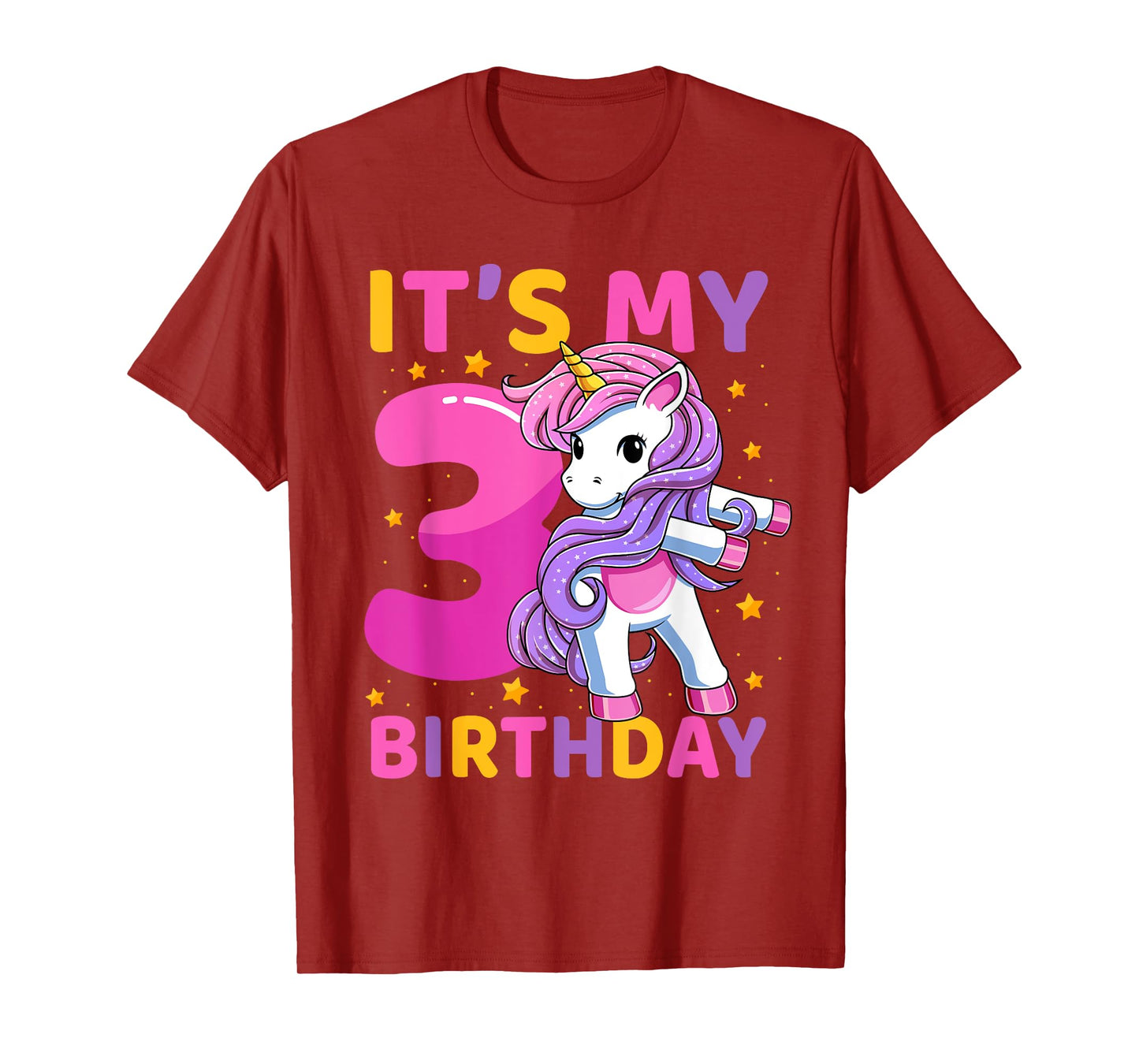 3 Years Old Unicorn Flossing 3rd Birthday Party Girls Kids T-Shirt
