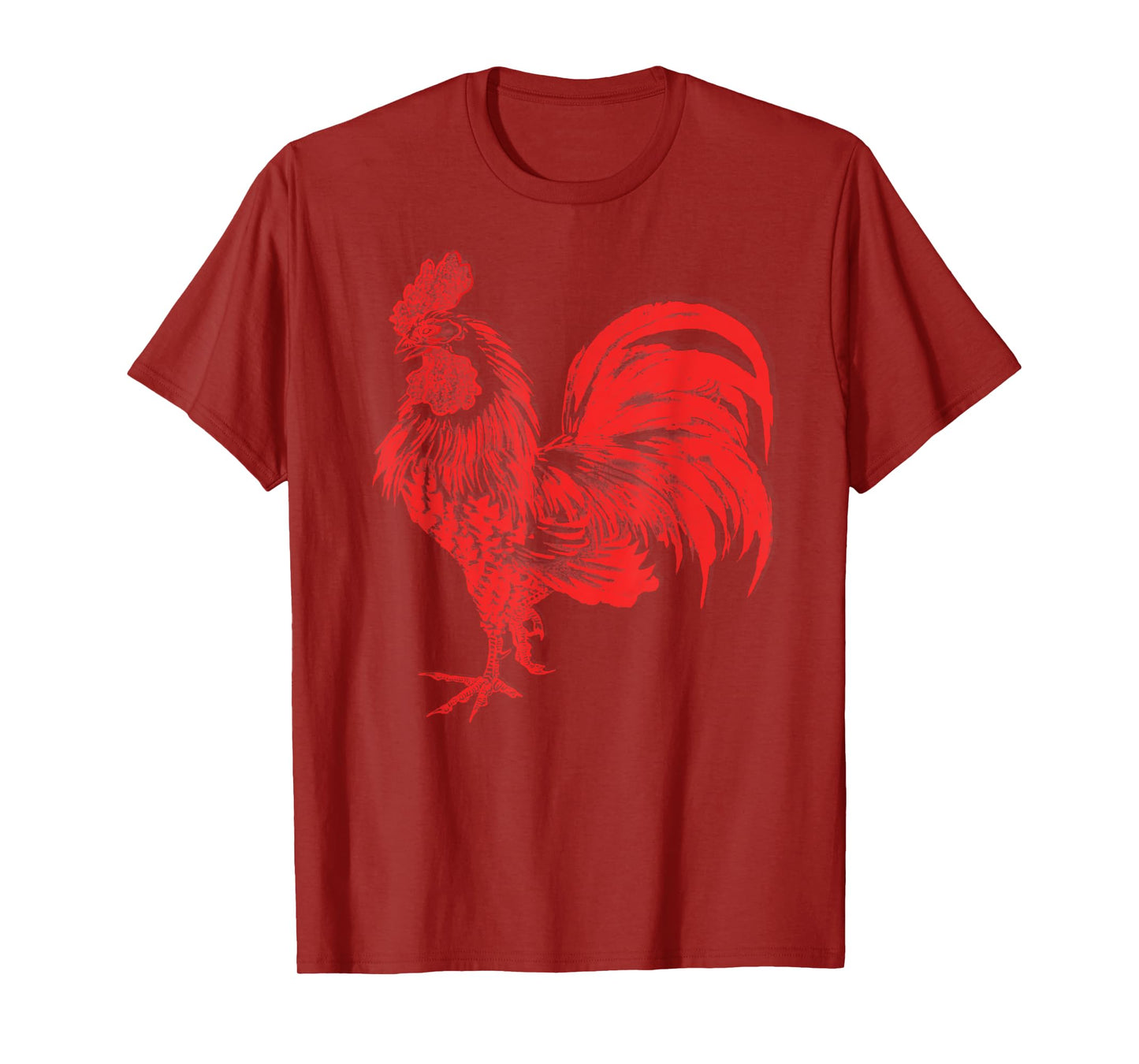 Men's Red Rooster Shirt Cocky Vintage Rooster Tee T-Shirt