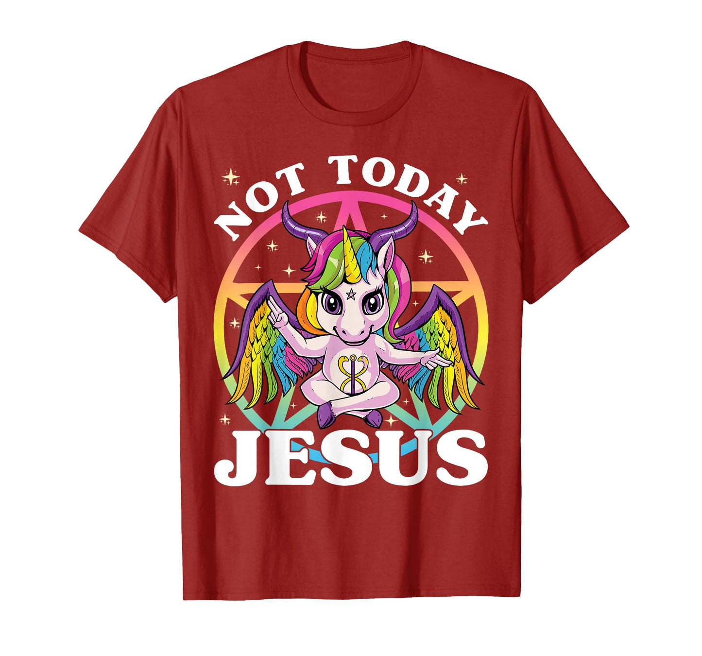 Satanic Unicorn Not Today Jesus Satan Unicorn Baphomet Sigil T-Shirt