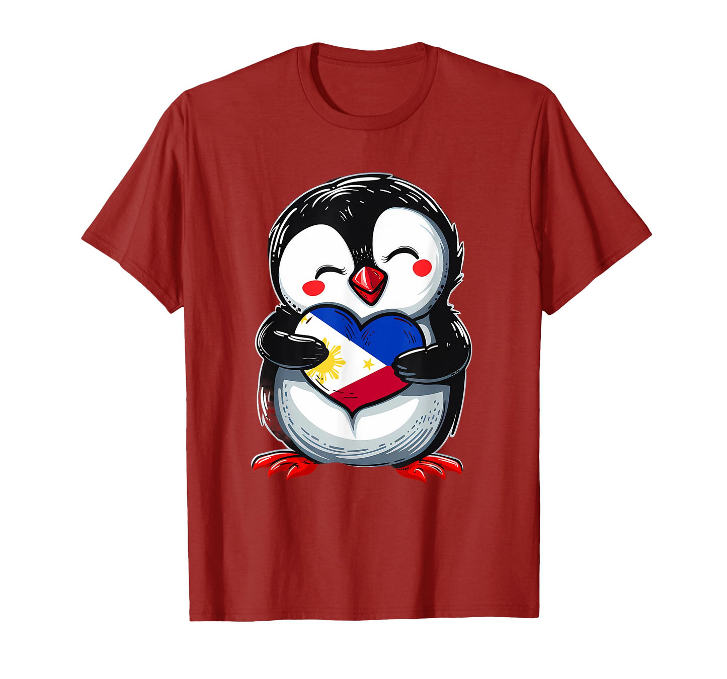 Philippines Flag Heart Penguin Filipino Pride Filipino Roots T-Shirt