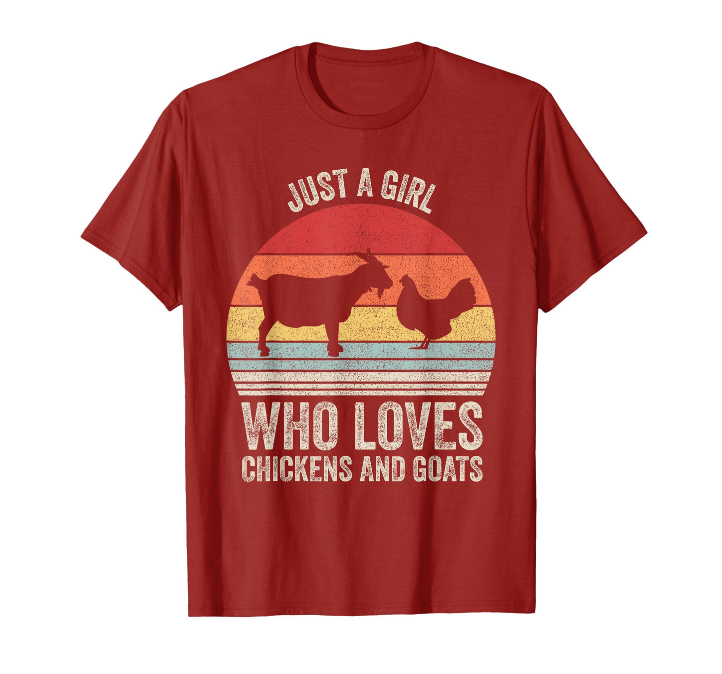 Retro Just A Girl Who Loves Chickens And Goats Farmer Girl T-Shirt