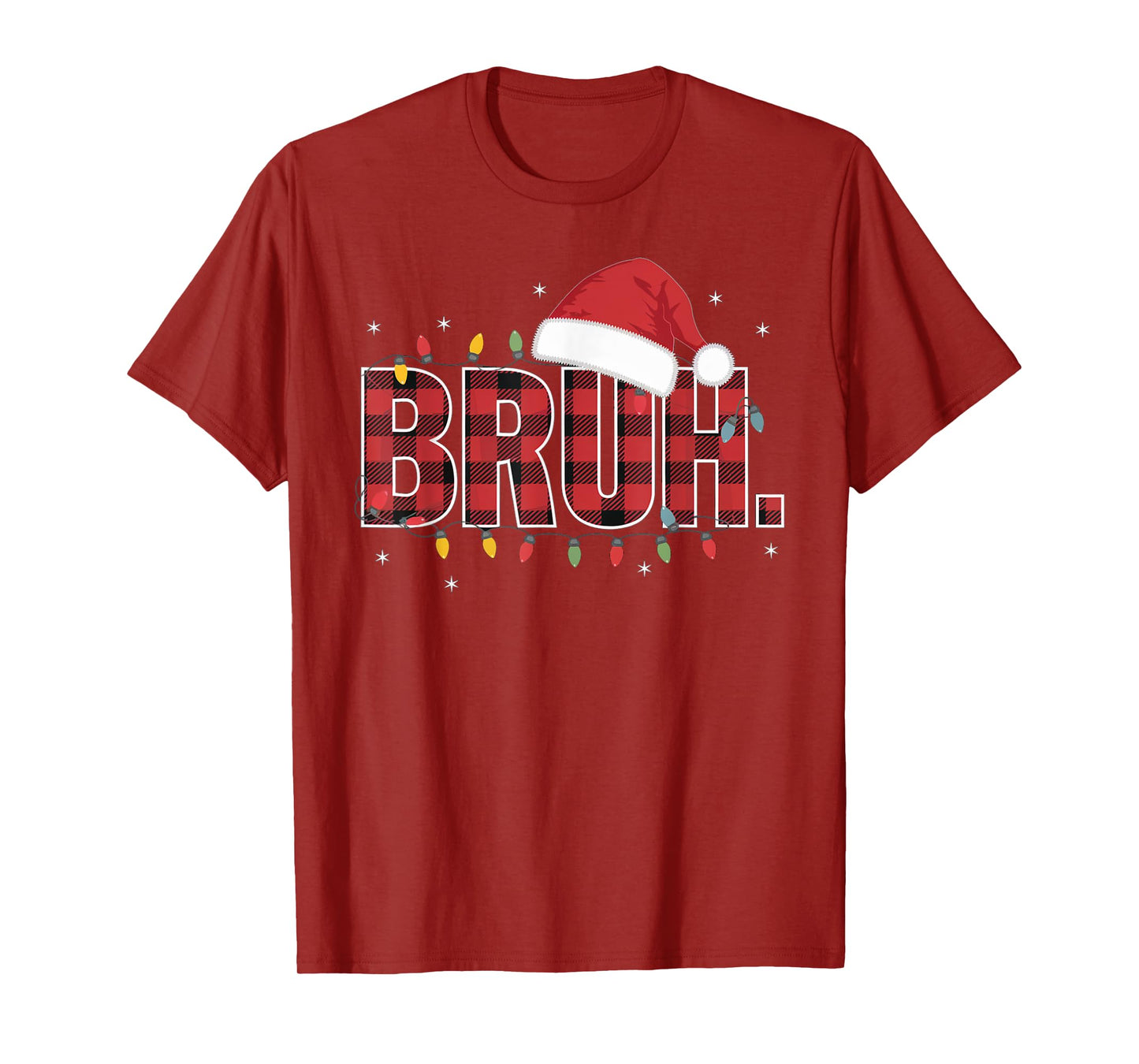 Bruh Funny Christmas Plaid Teens Boys Kids Xmas Pajamas T-Shirt